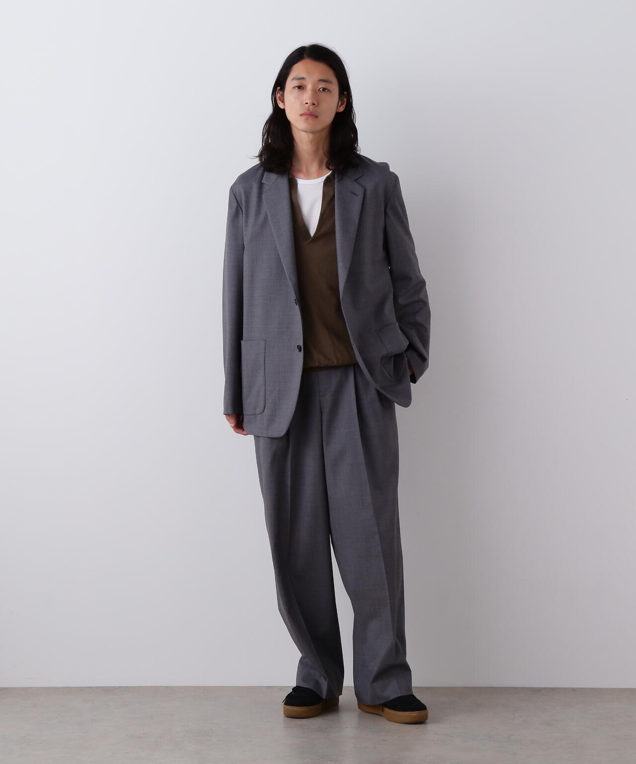 YLEVE / SUPER120'S CHAMBRAY WOOL 3TACK TROUSERS