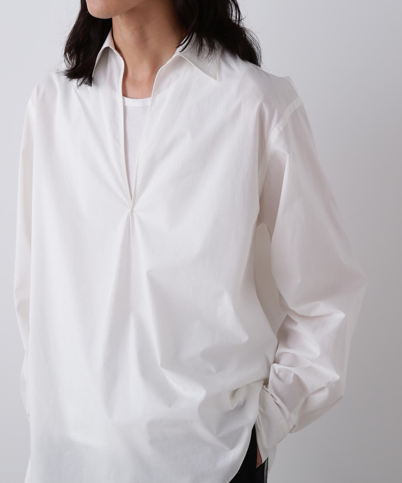 YLEVE / COTTON SILK TYPEWRITER SKIPPER SHIRT