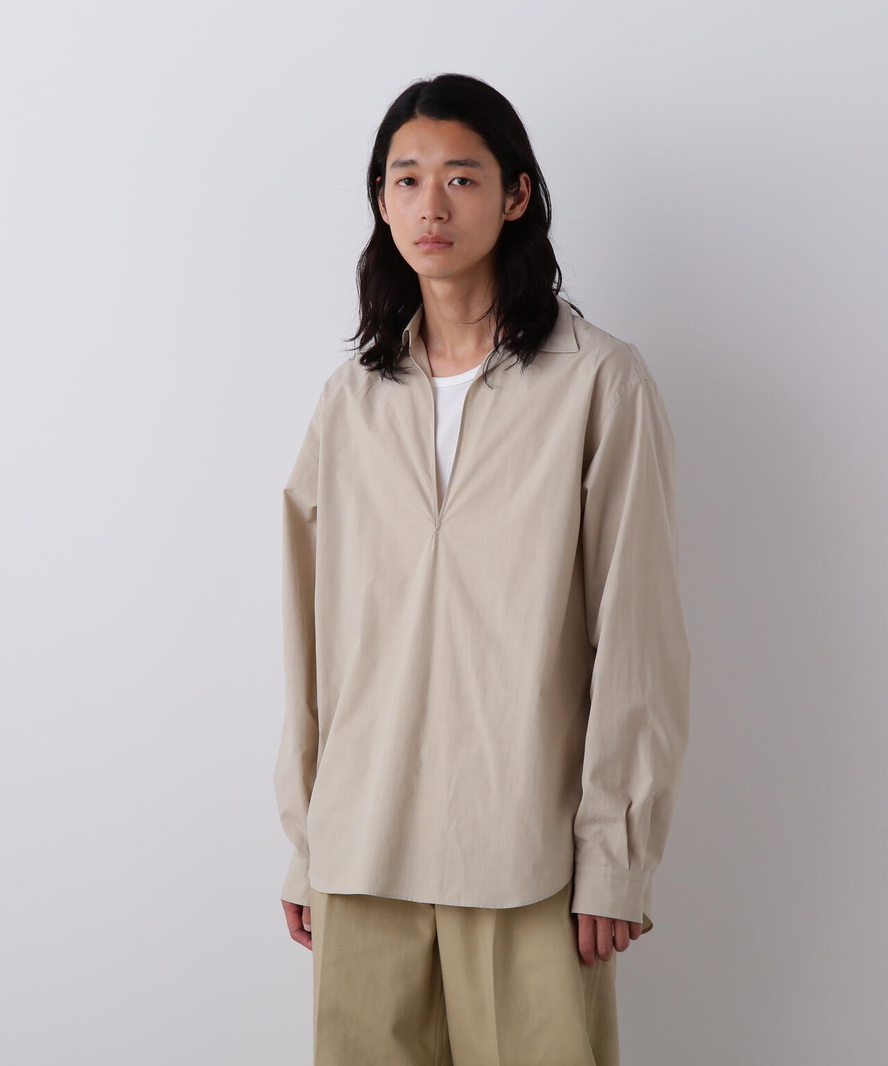 YLÈVE / COTTON SILK TYPEWRITER SKIPPER SHIRT