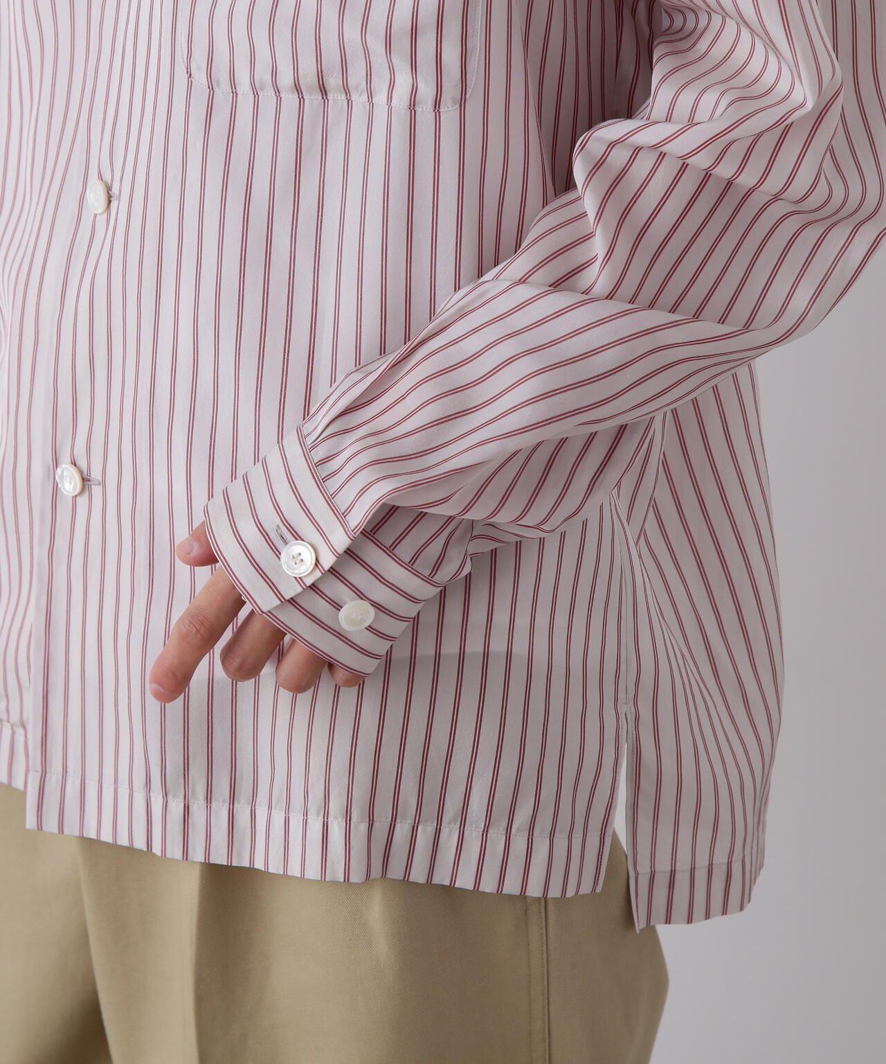 YLEVE / ACETATE CUPRA STRIPE PAJAMA SHIRT