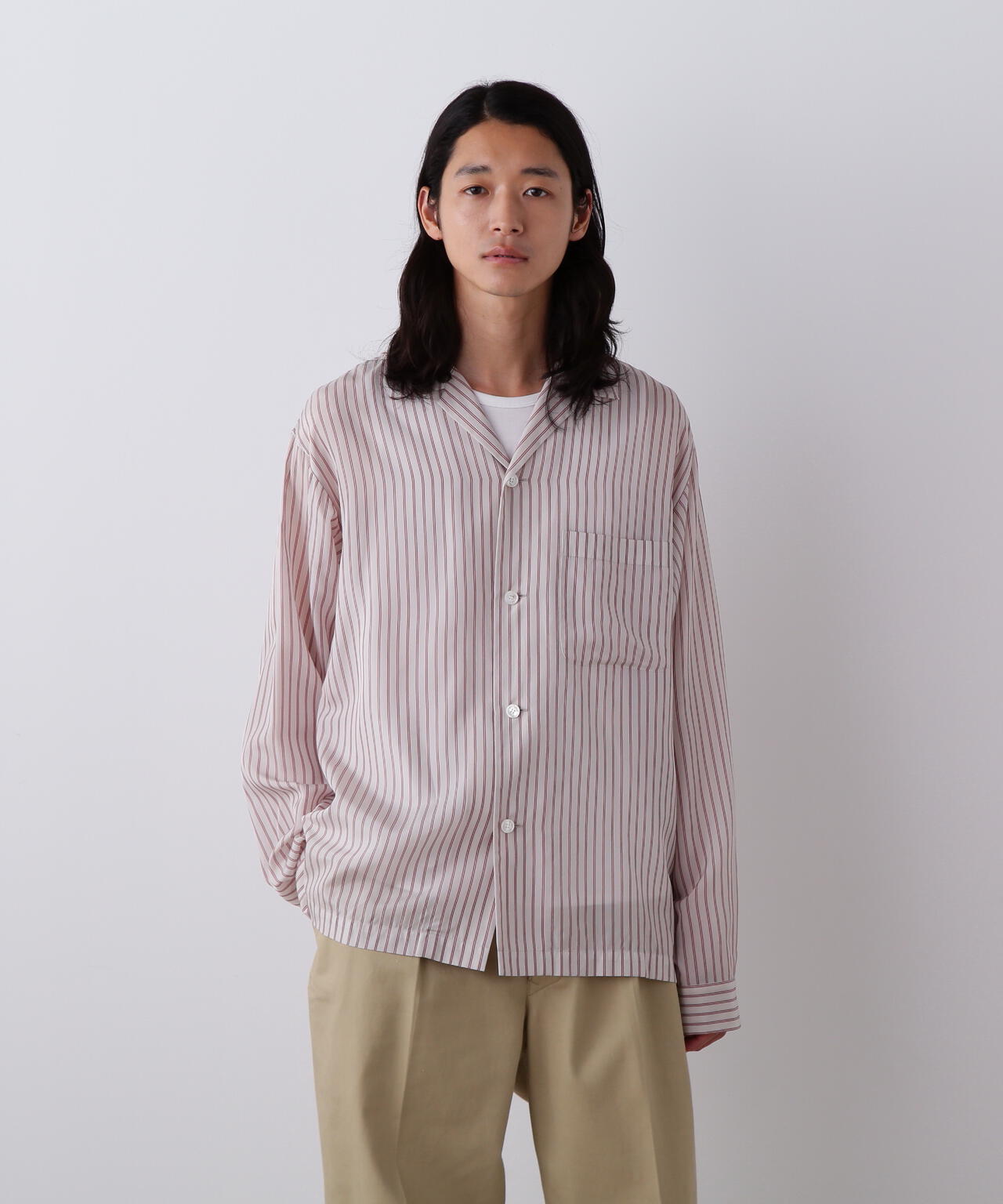YLEVE / ACETATE CUPRA STRIPE PAJAMA SHIRT