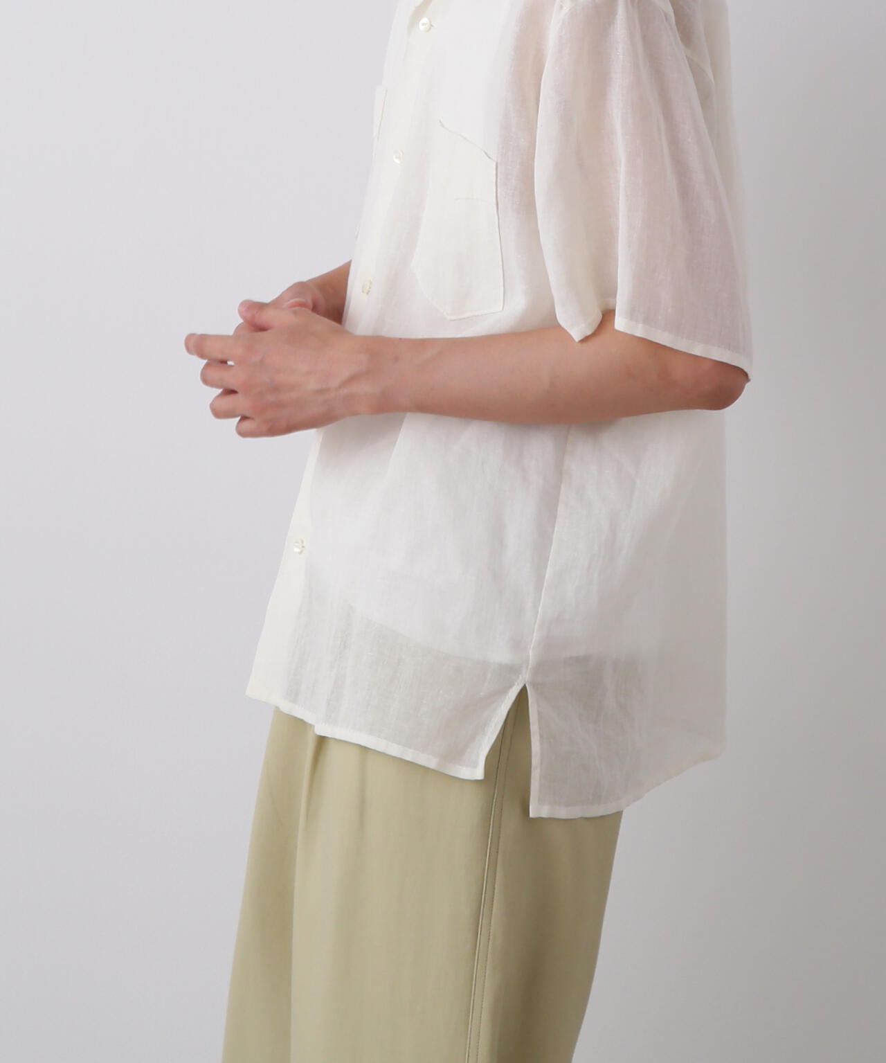 YLEVE / COTTON RAMIE VOILE HAND STITCH SHIRT