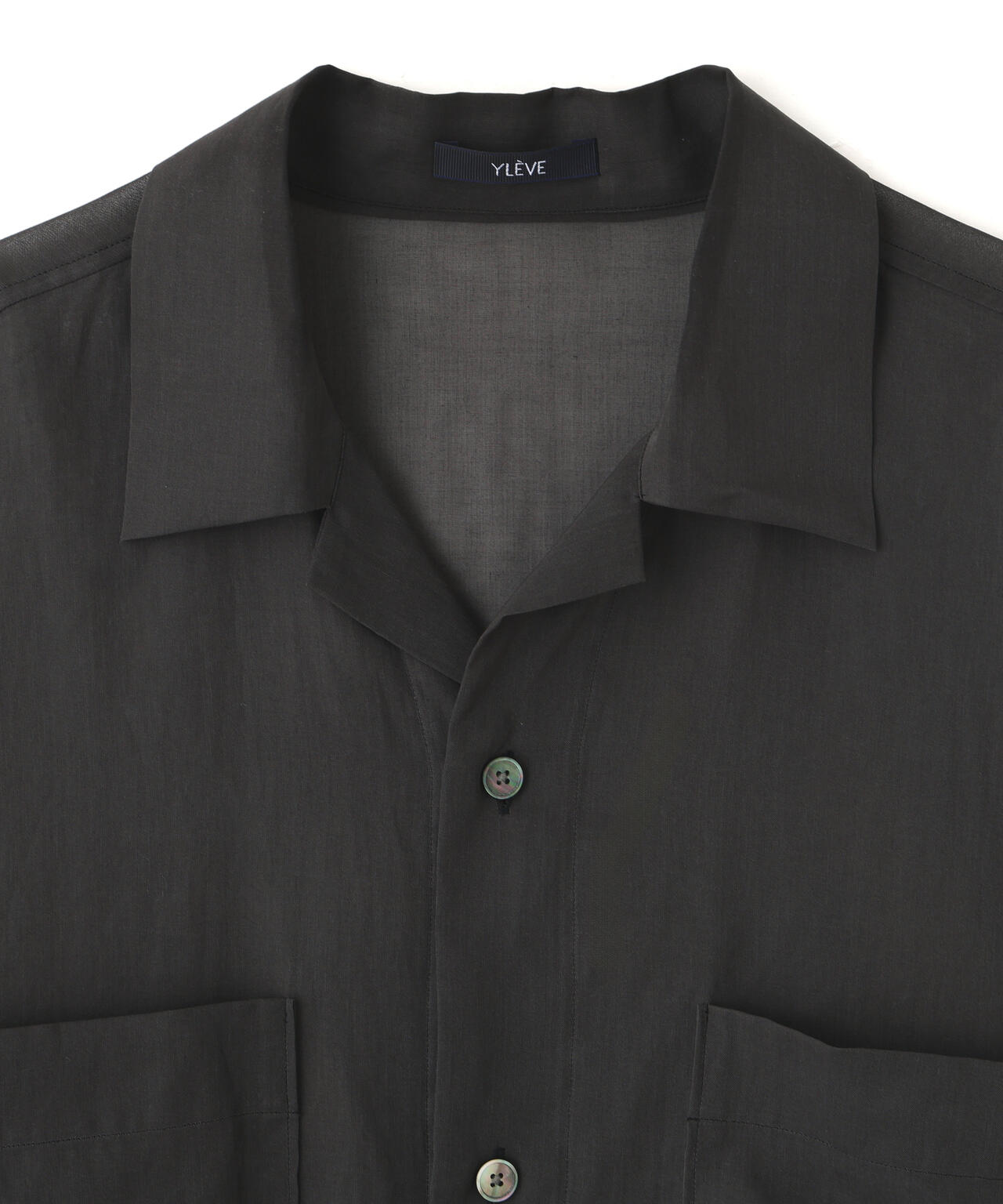 YLEVE / COTTON VOILE LAWN OPEN COLLAR SHIRT