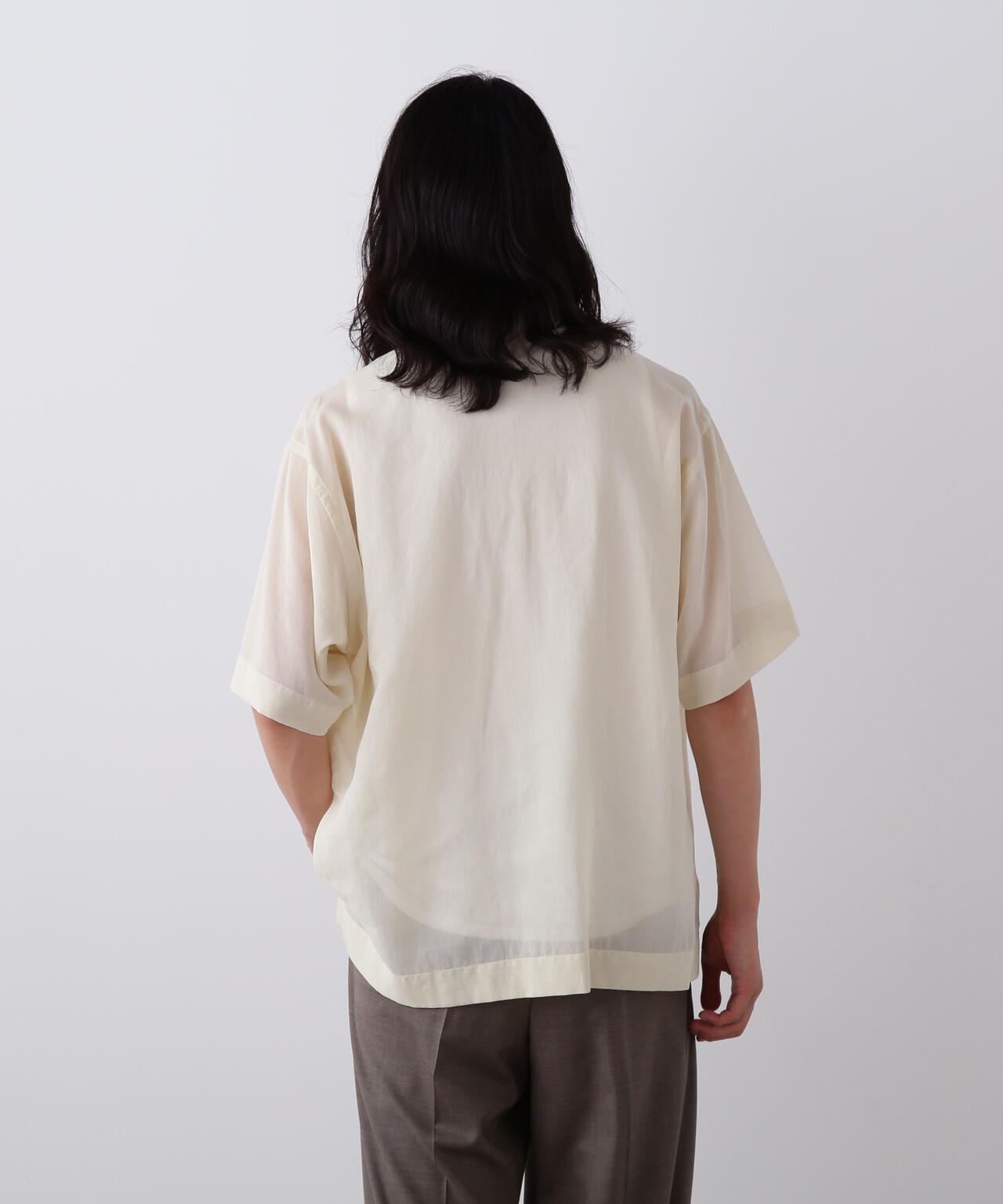 YLEVE / COTTON VOILE LAWN OPEN COLLAR SHIRT
