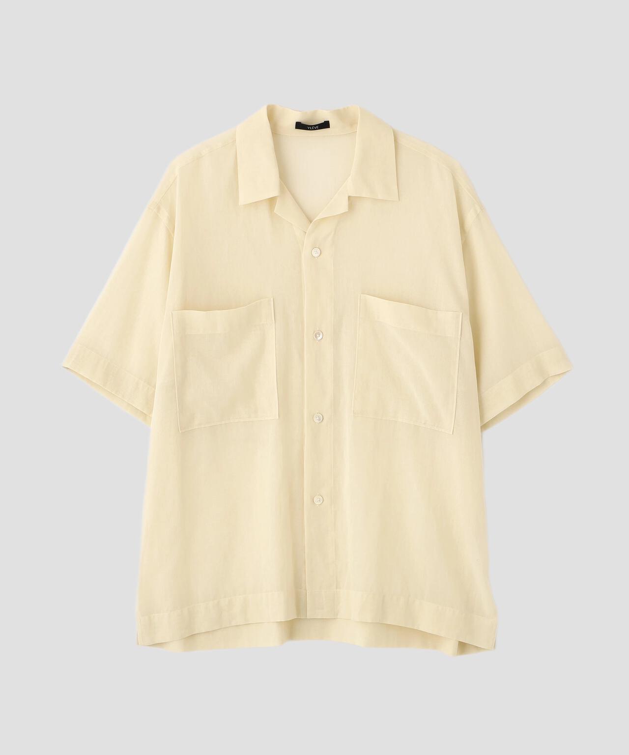 YLEVE / COTTON VOILE LAWN OPEN COLLAR SHIRT