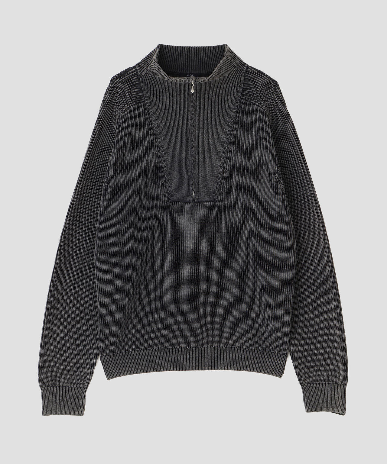 YLÈVE / FADED STONEWASH KNIT ZIP PULLOVER