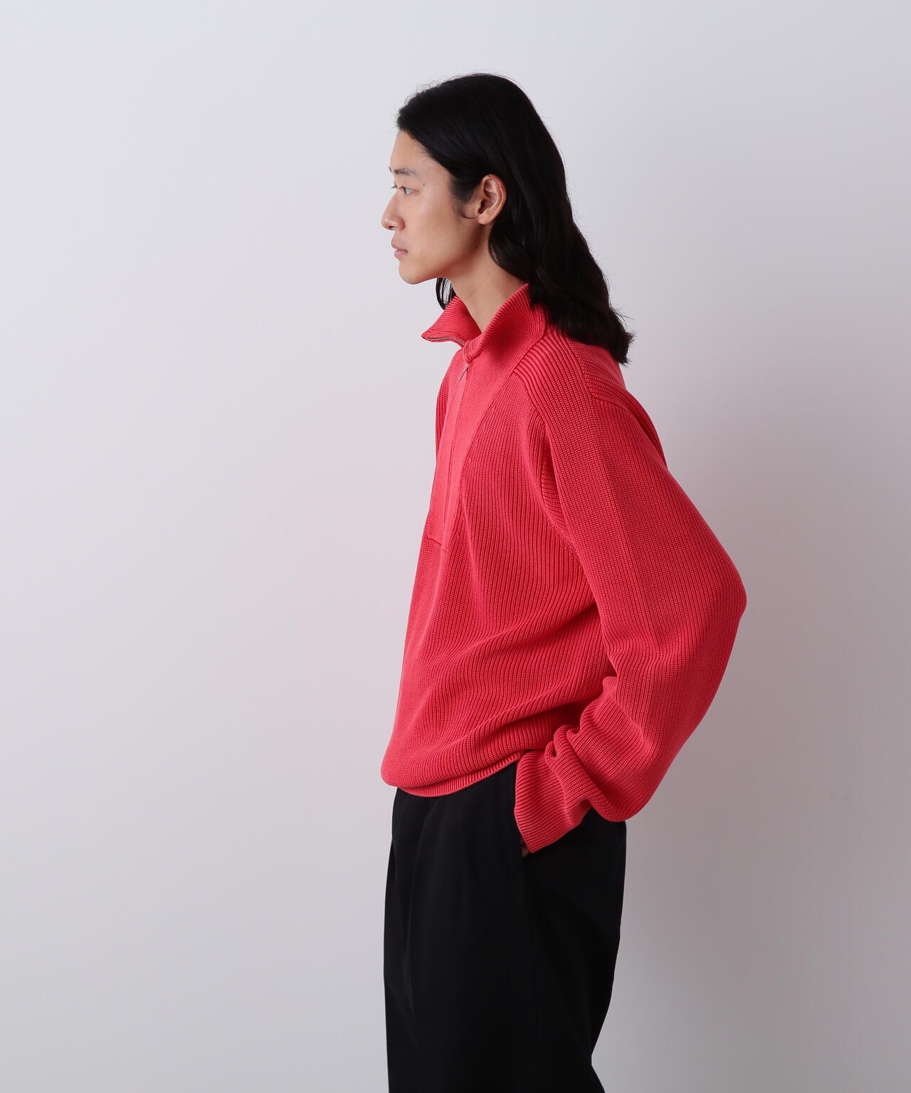 YLEVE / FADED STONEWASH KNIT ZIP PULLOVER | YLÈVE（イレーヴ