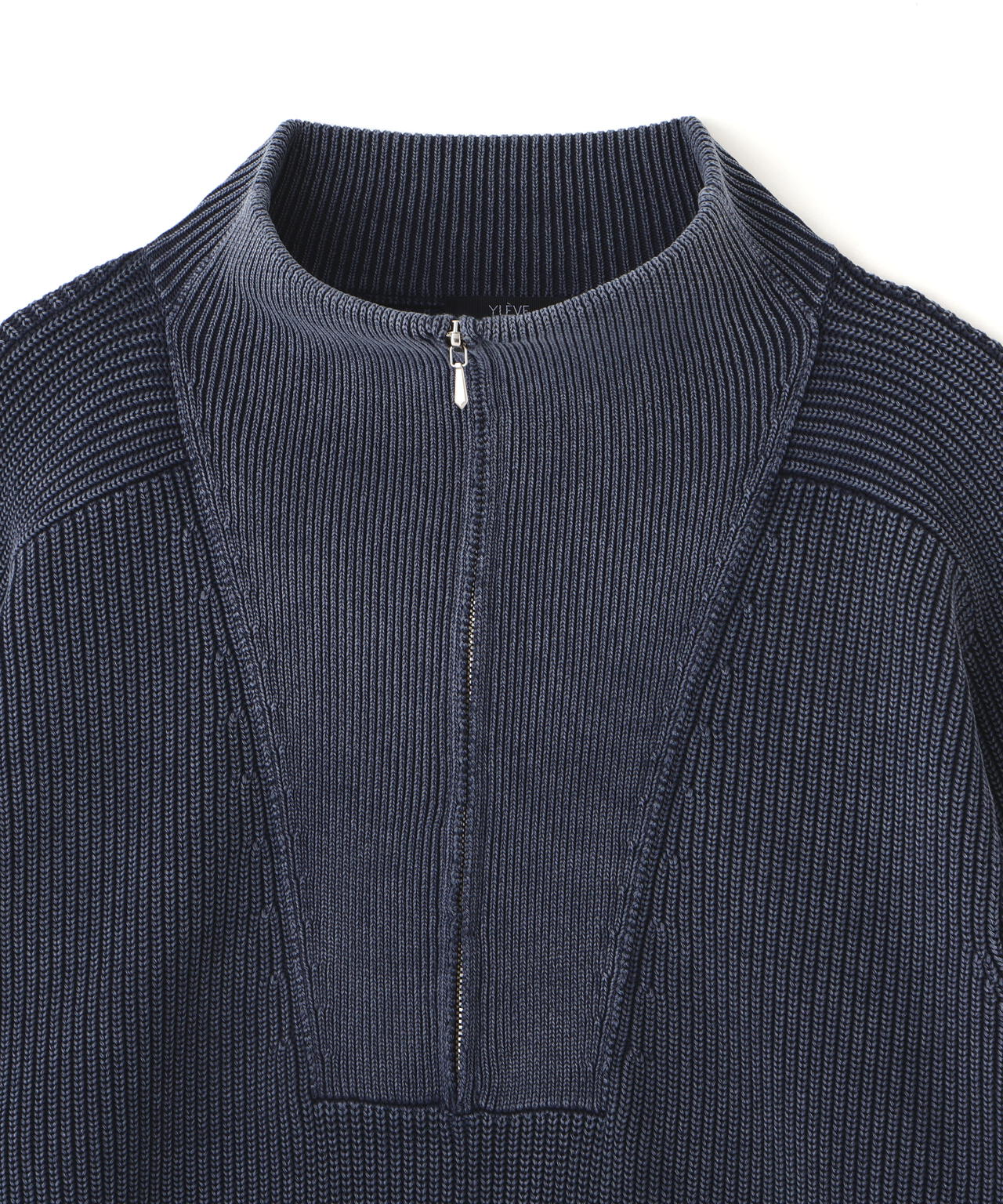 YLEVE / FADED STONEWASH KNIT ZIP PULLOVER | YLÈVE（イレーヴ