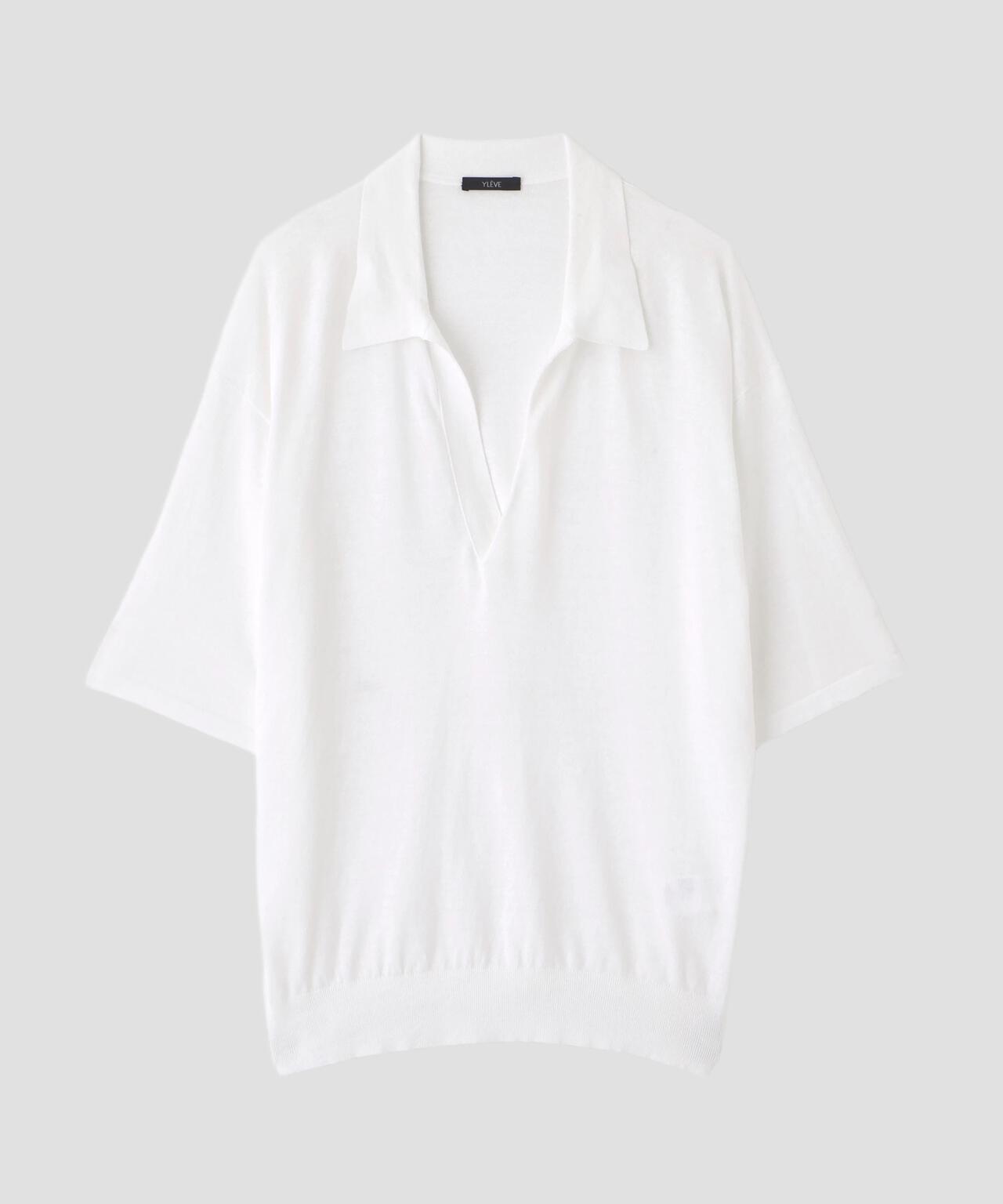 YLEVE / COTTON LINEN KNIT SKIPPER POLO