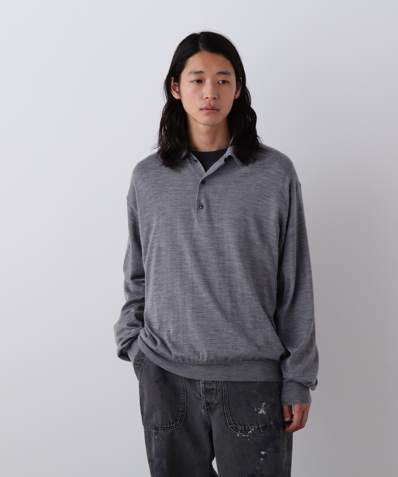 YLÈVE / WOOL SILK CASHMERE KNIT POLO