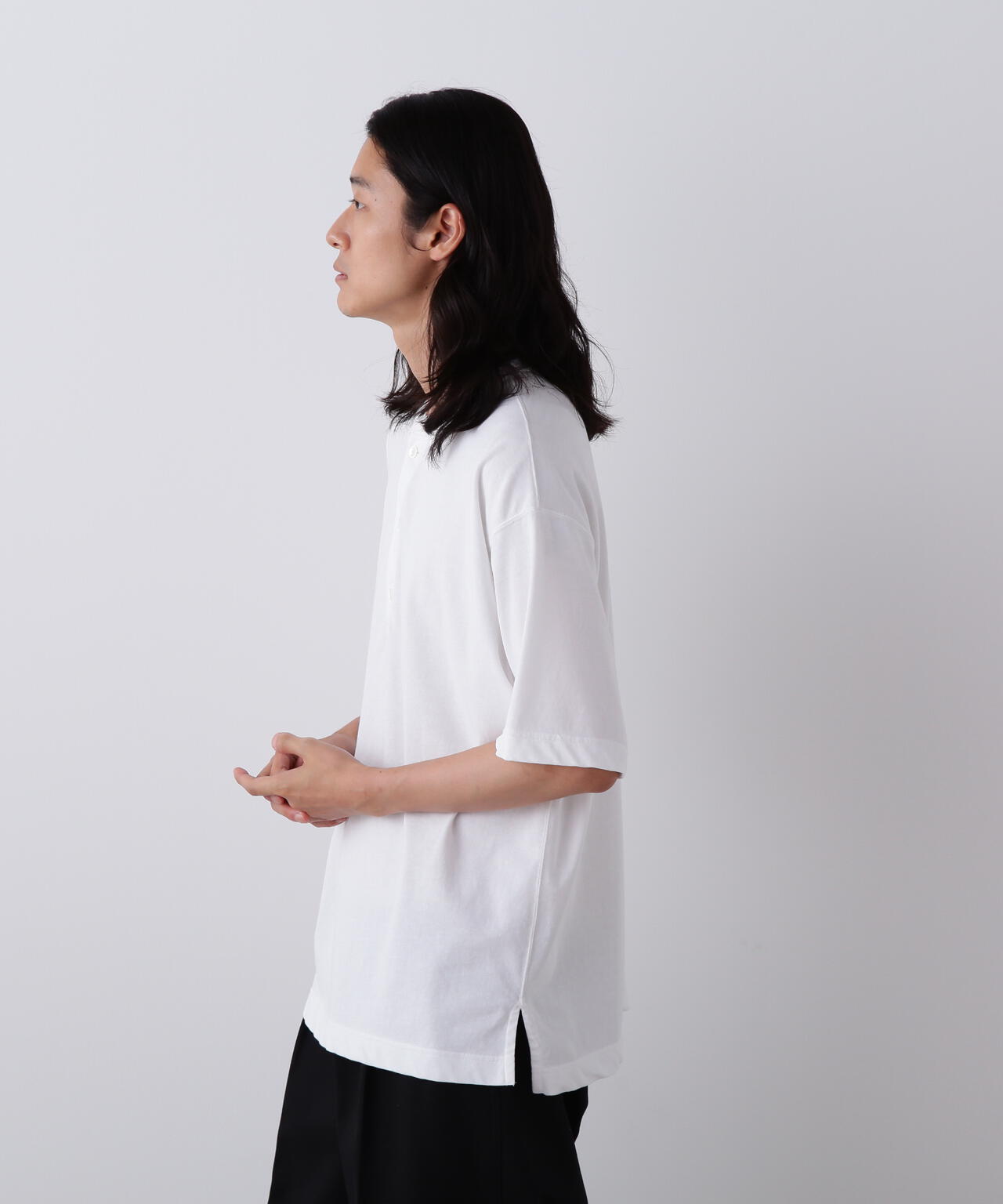 YLEVE / COTTON HIGH-TWISTED JERSEY HENRY NECK T-SHIRT | YLÈVE