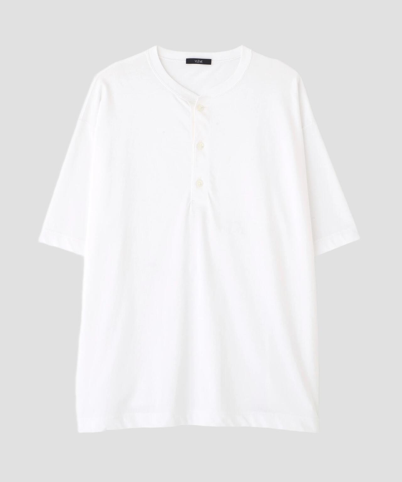 YLEVE / COTTON HIGH-TWISTED JERSEY HENRY NECK T-SHIRT | YLÈVE