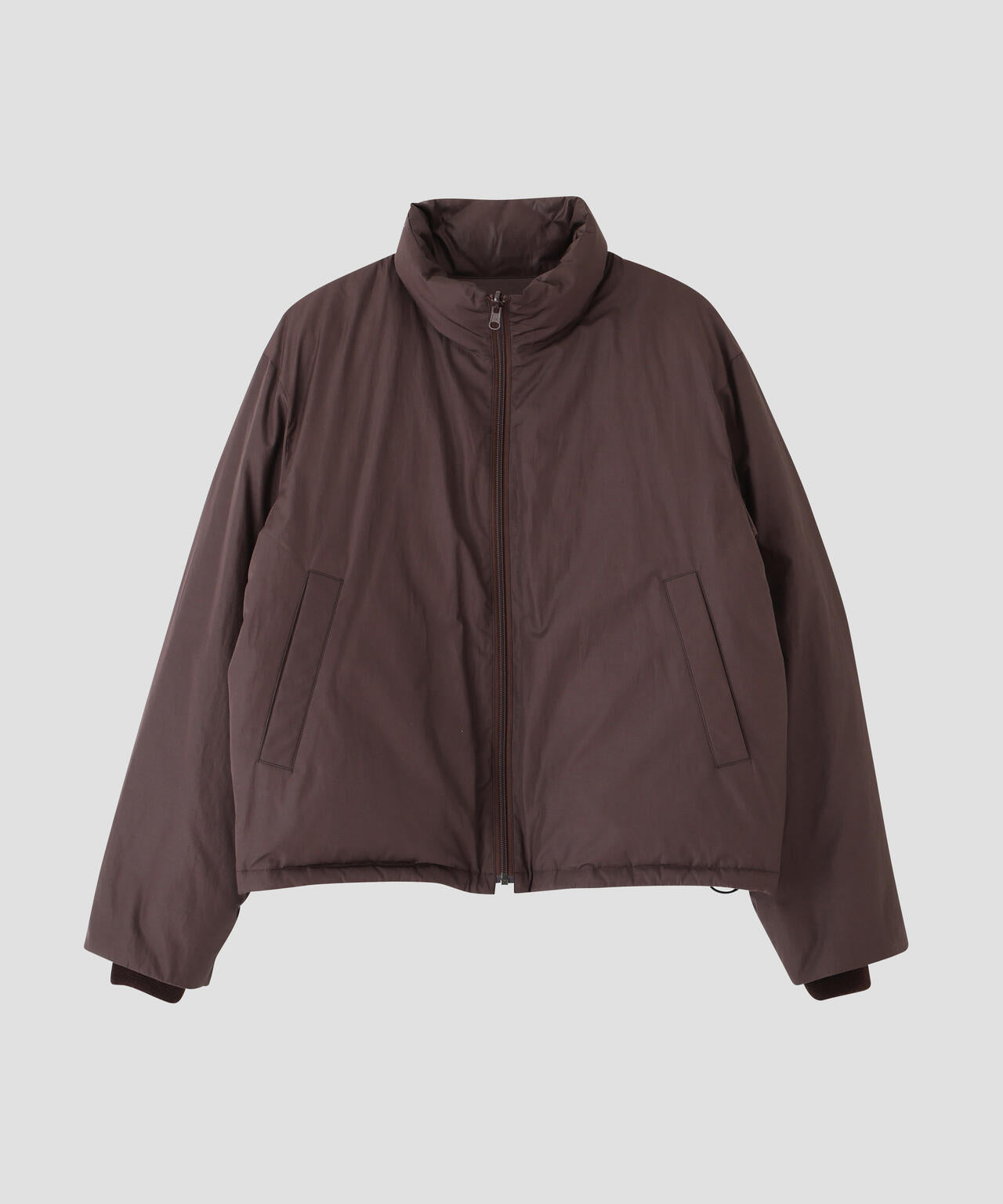 【未使用】YLÈVE ウールレーヨンツイル スウィングトップ ブラウン ブルゾン YLEVE / [UNISEX] ORGANIC COTTON POLYESTER REVERSIBLE DOWN JACKET