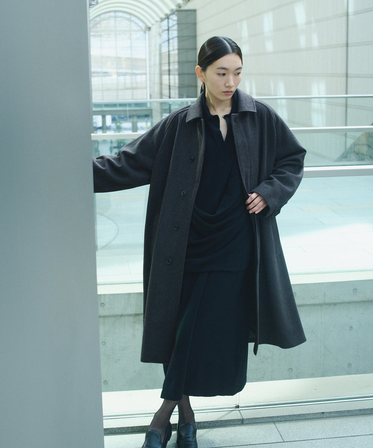 THE LIBRARY / [UNISEX] SUPER100'S WOOL MELTON BAL COLLAR COAT