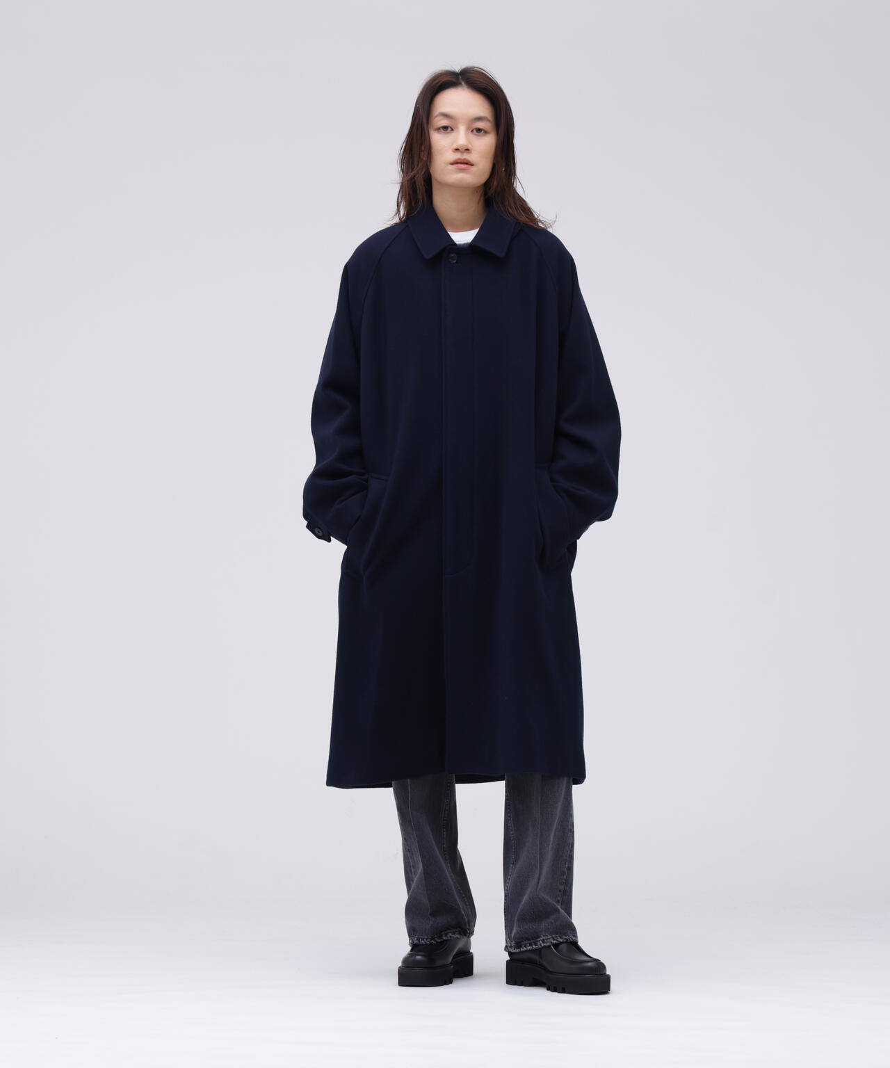 THE LIBRARY / [UNISEX] SUPER100'S WOOL MELTON BAL COLLAR COAT