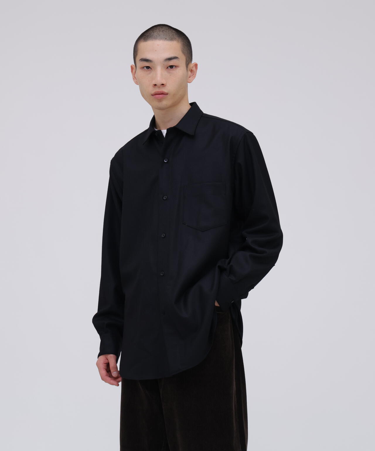 トップス 25AW THE LIBRARY UNISEX WOOL FLANNEL SH THE LIBRARY / [UNISEX] WOOL FLANNEL R/C SHIRT | THE LIBRARY（ザ