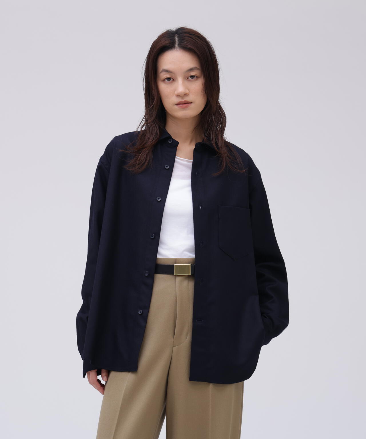 THE LIBRARY / [UNISEX] WOOL FLANNEL R/C SHIRT