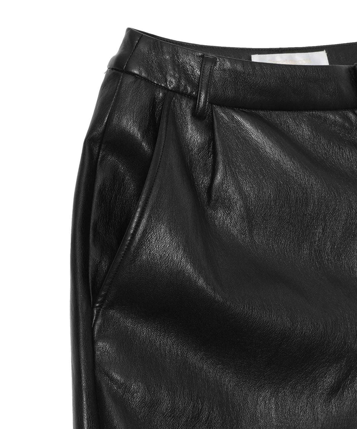 COATED WIDE TUCK PANTS
