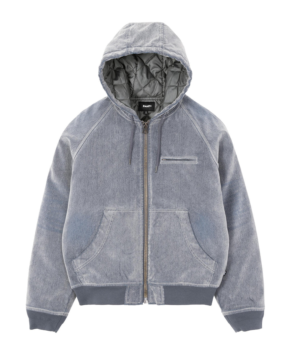 FLOCKED DENIM HOODED JACKET