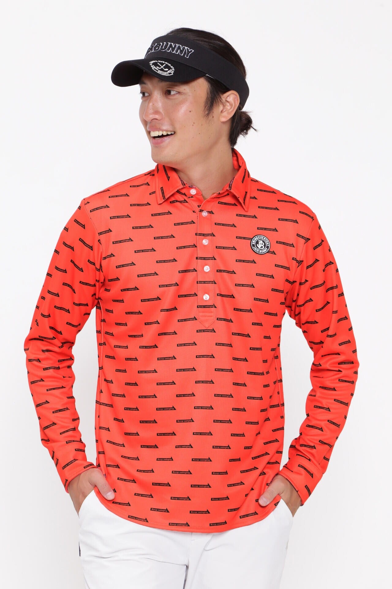 カノコダンボール 総柄プリント 長袖ポロシャツ | Jack Bunny