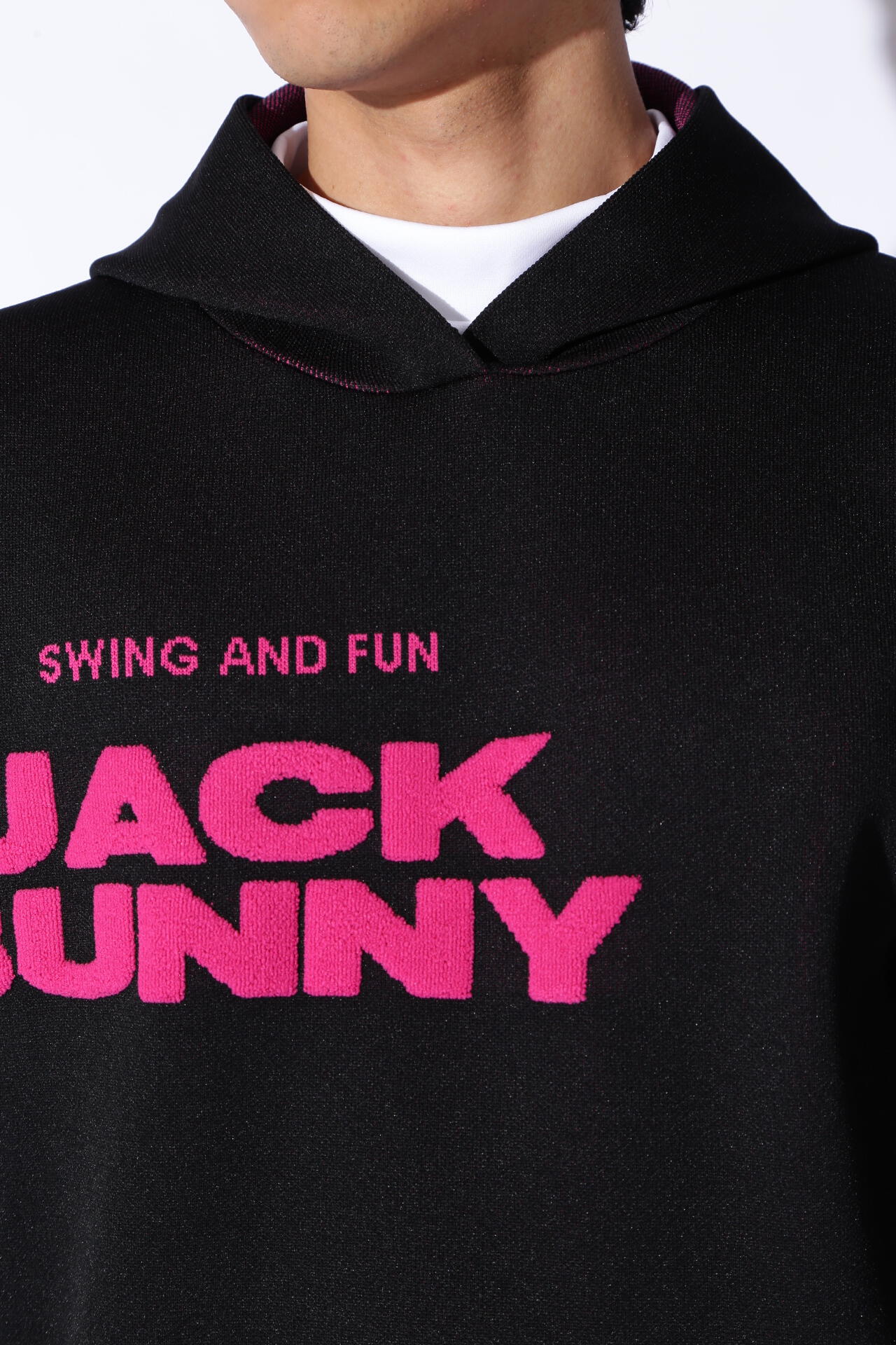 JACK BUNNY ニットブルゾン (ハーフジップ・ロゴジャガード柄) ロゴ モノグラムジャガードブルゾン | Jack Bunny!!（ジャック