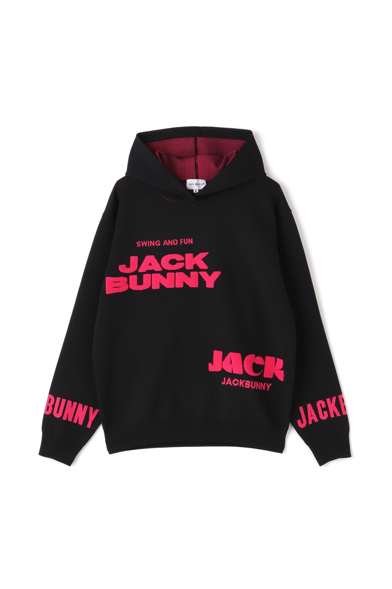 Jack Bunny!! ロゴジャガードニットフーディ ブラック JBPINK】ロゴジャガードニットフーディ | Jack Bunny!!（ジャック