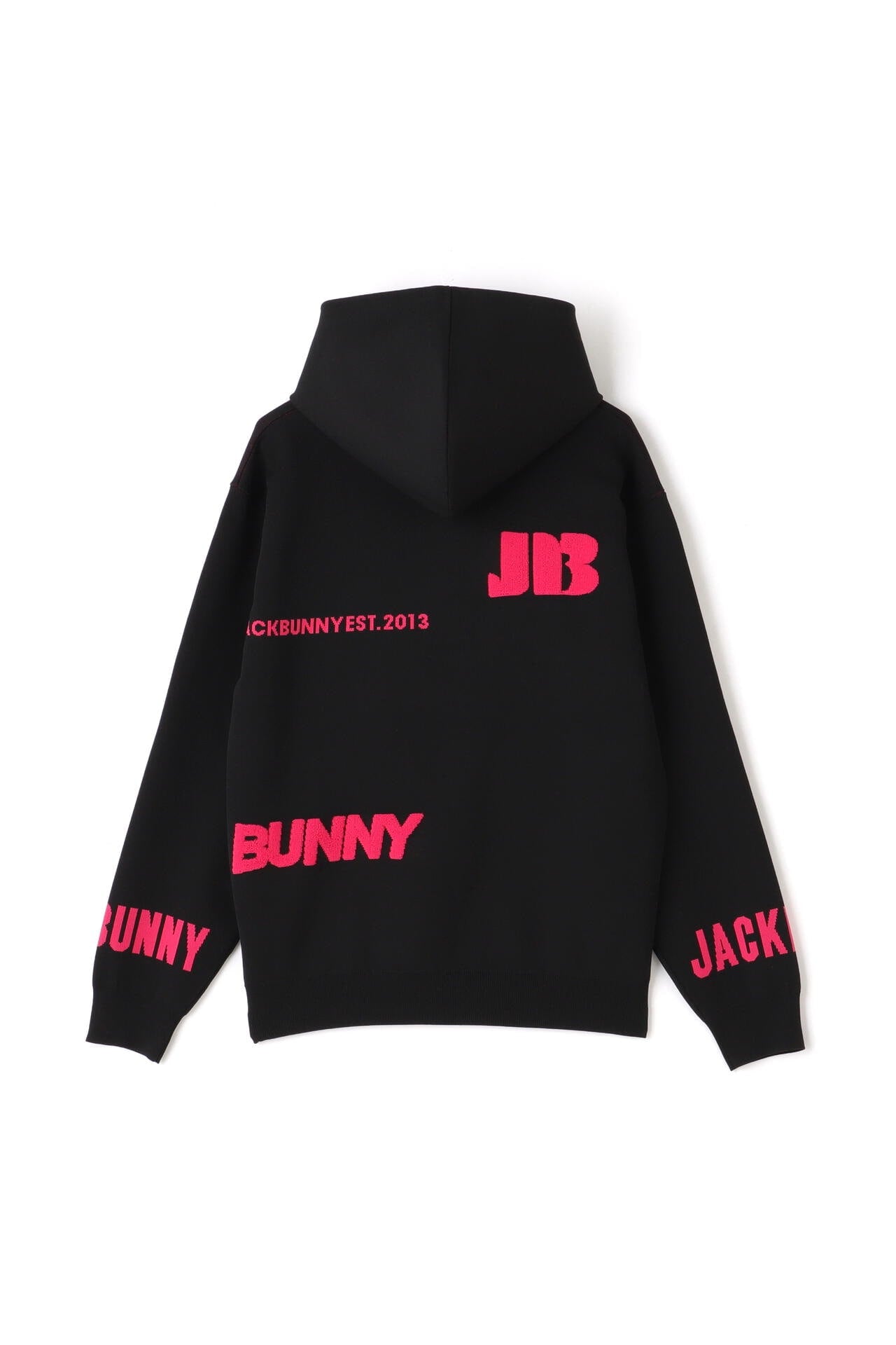 Jack Bunny!! ロゴジャガードニットフーディ ブラック Jack Bunny!!｜ロゴジャガードニットフーディ | Rakuten Fashion