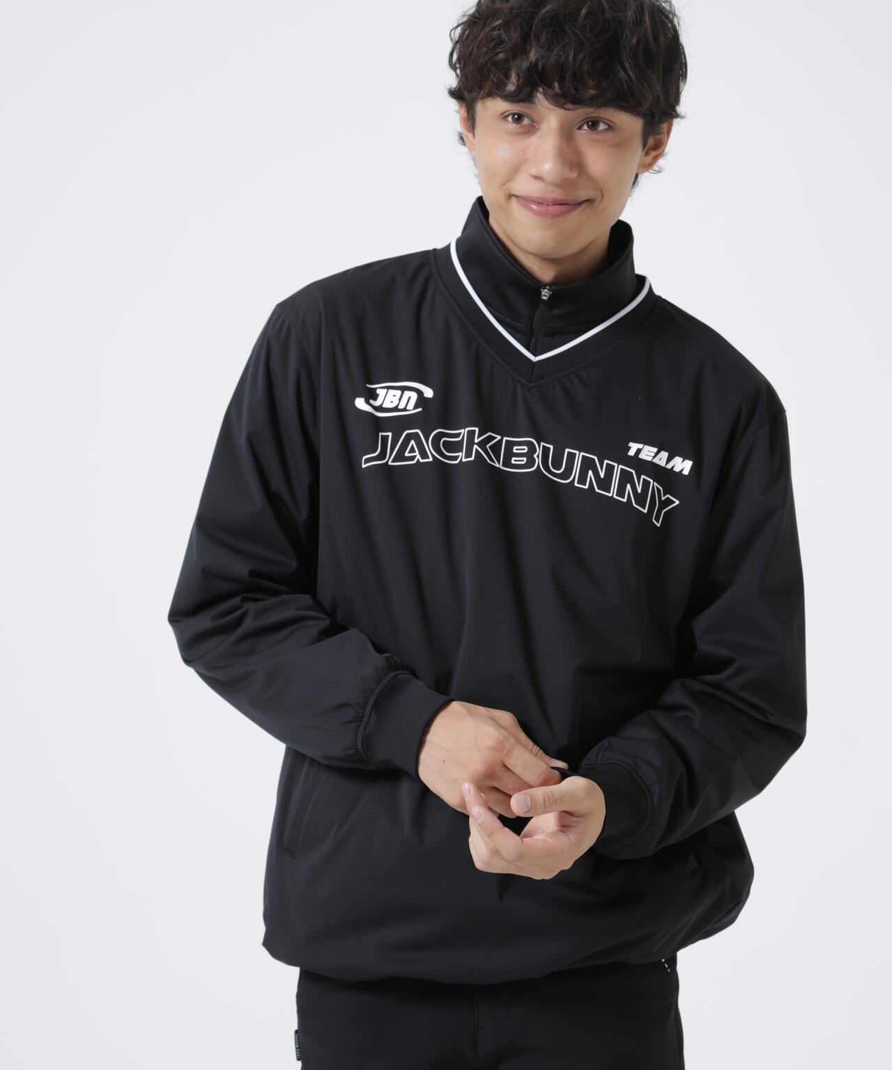 Jack Bunny! アウター　ブラック　6（LL） PEスムース ボンディング ツインブルゾン | Jack Bunny