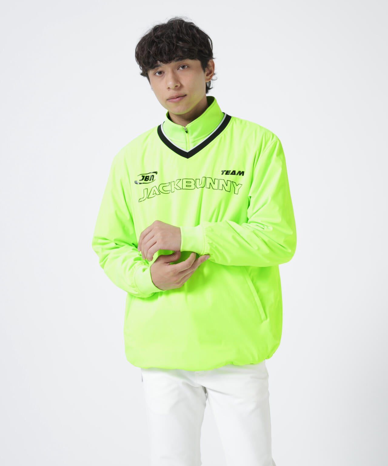 ジャックバニー サテン ボンディング ハーフジップ プルオーバー サイズ1 □ビッグカラーハーフジップ裏起毛プルオーバー/F i.n.t