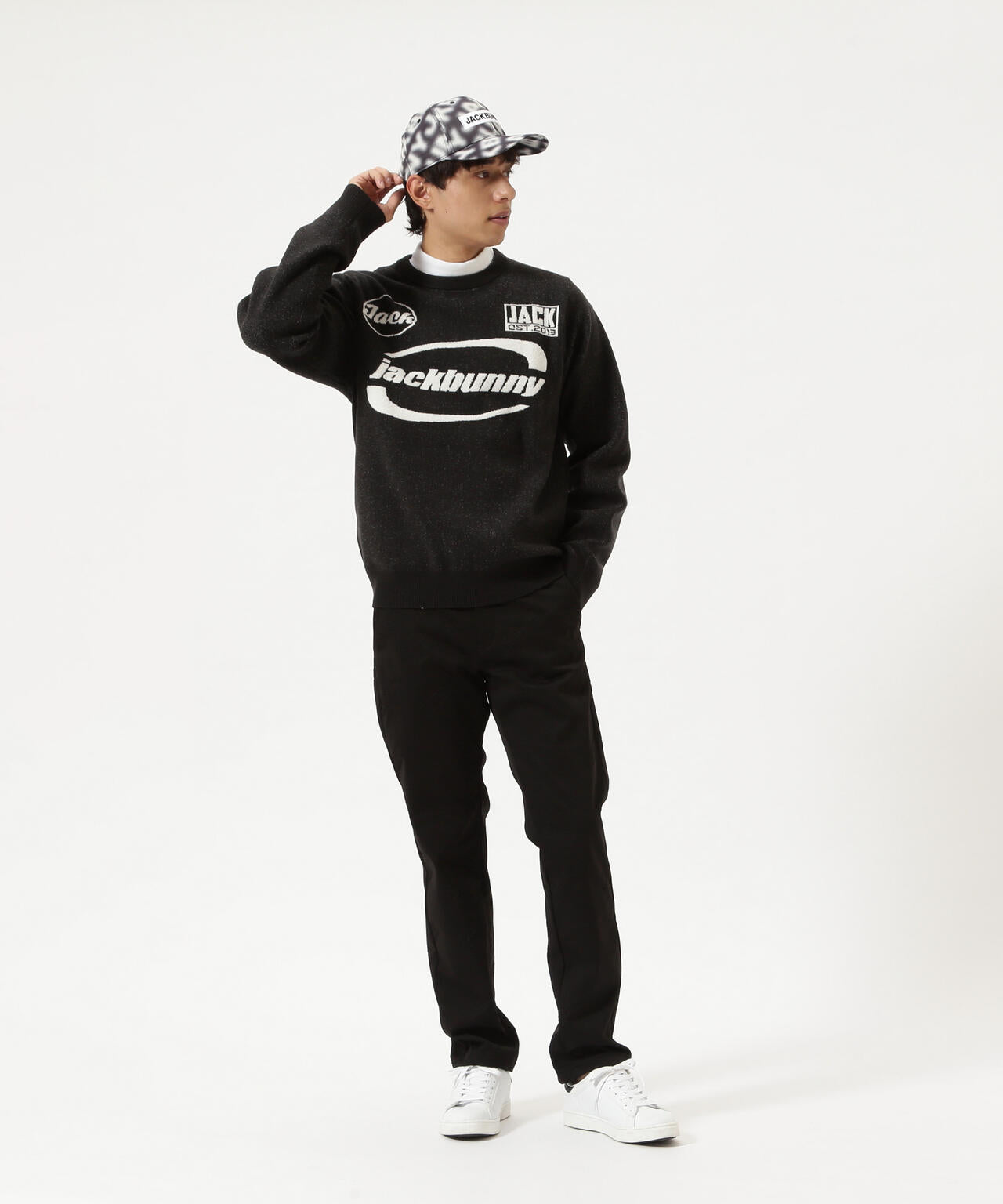 【新品未使用タグ付き】JACK BUNNY メンズブラックパンツ サイズ6 ラミネートスムース 裏地付きロングパンツ | Jack Bunny!!（ジャック