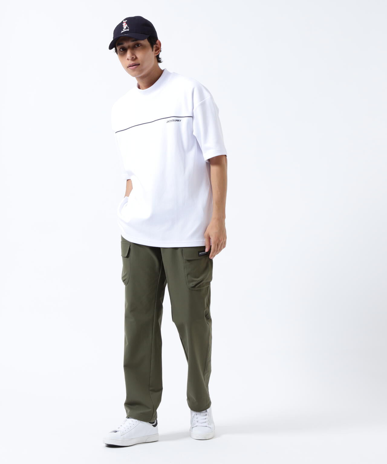 ストレッチ二重織プリント ロングパンツ