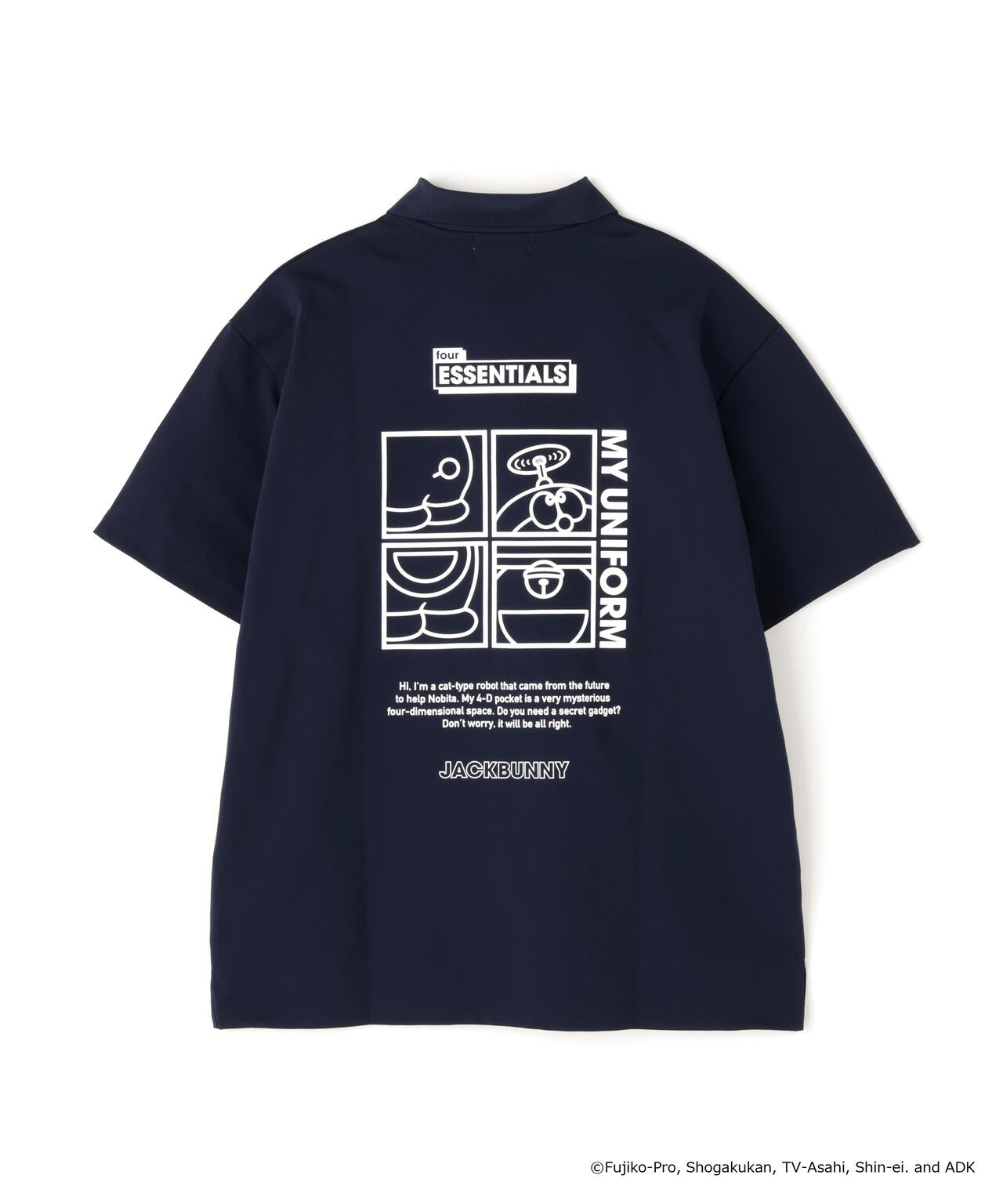 新品 ジャックバニー Jack Bunny!! ドラえもん 半袖ポロシャツ 黒 ドラえもん】PEカノコ半袖ポロシャツ | Jack Bunny!!（ジャック