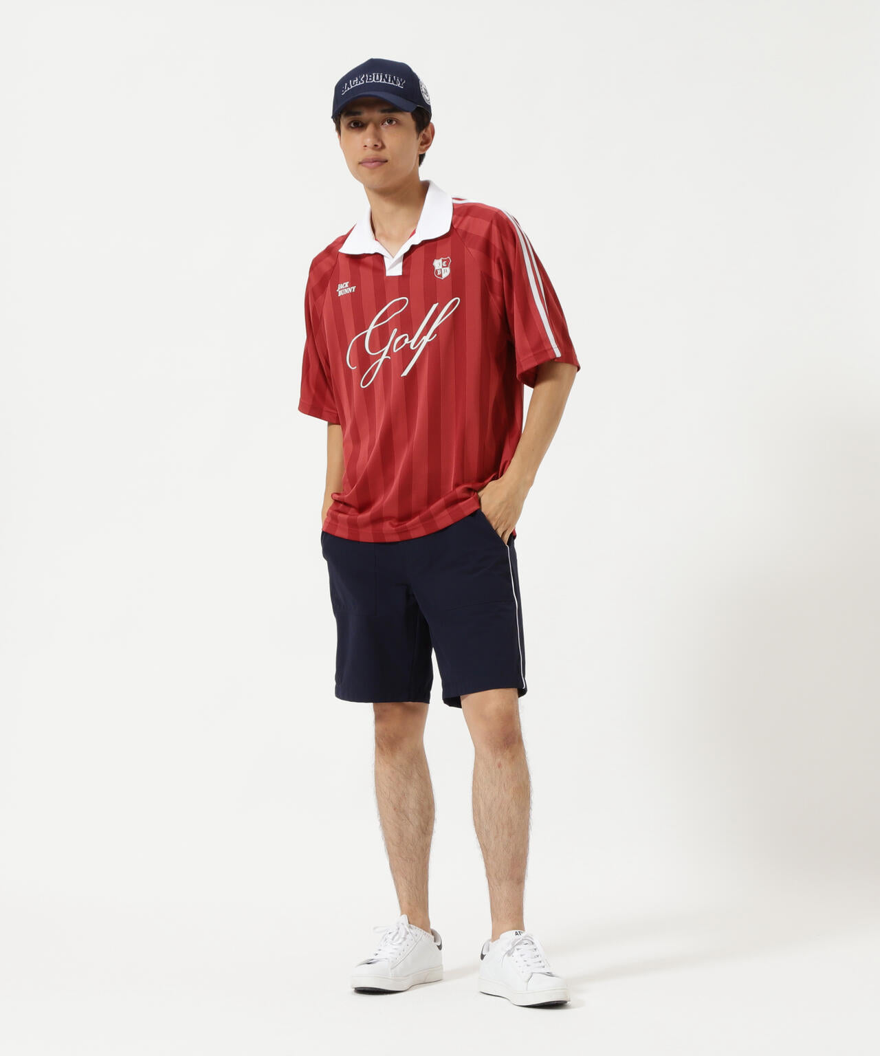 ストライプJQ半袖ポロシャツ