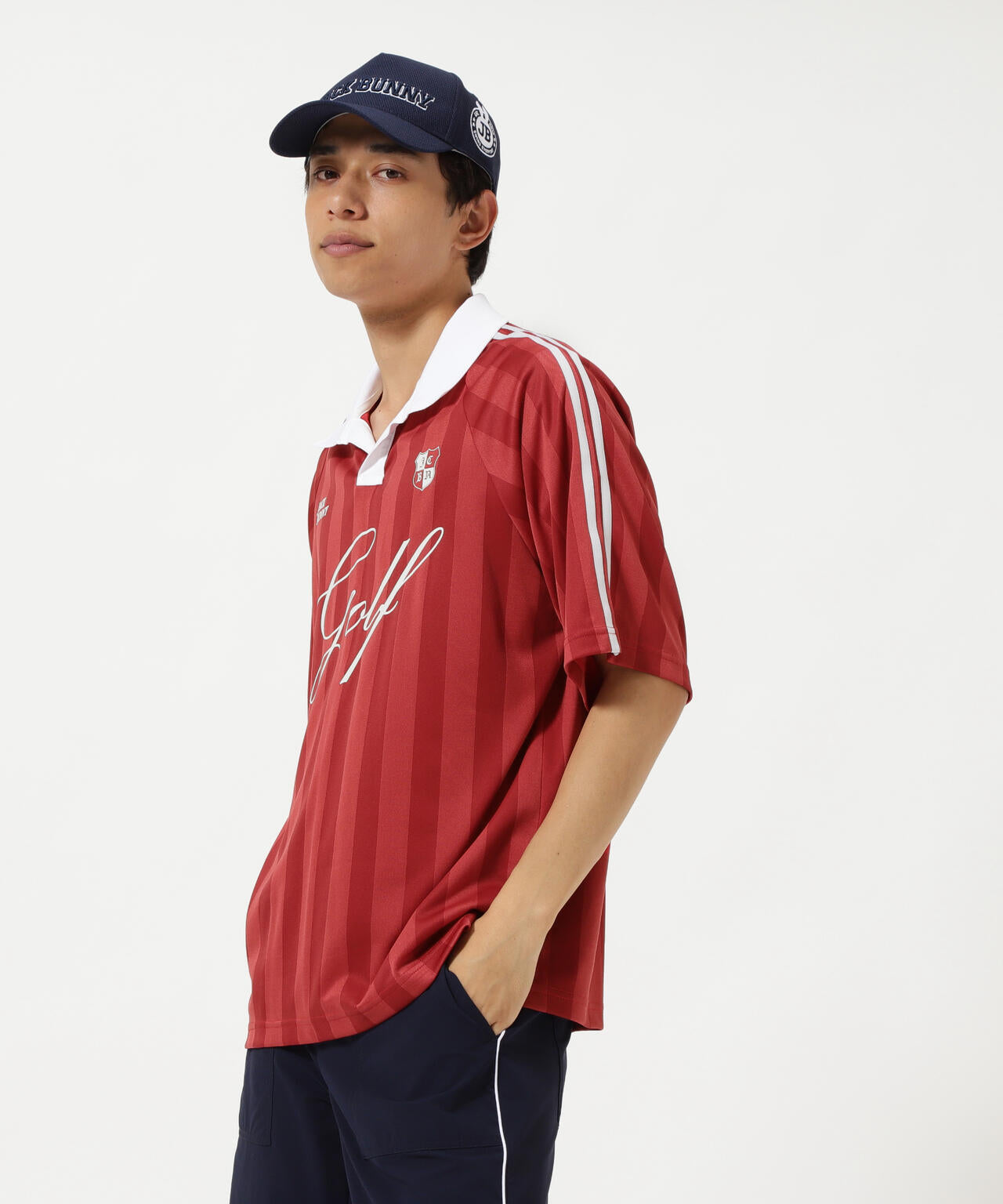 ストライプJQ半袖ポロシャツ