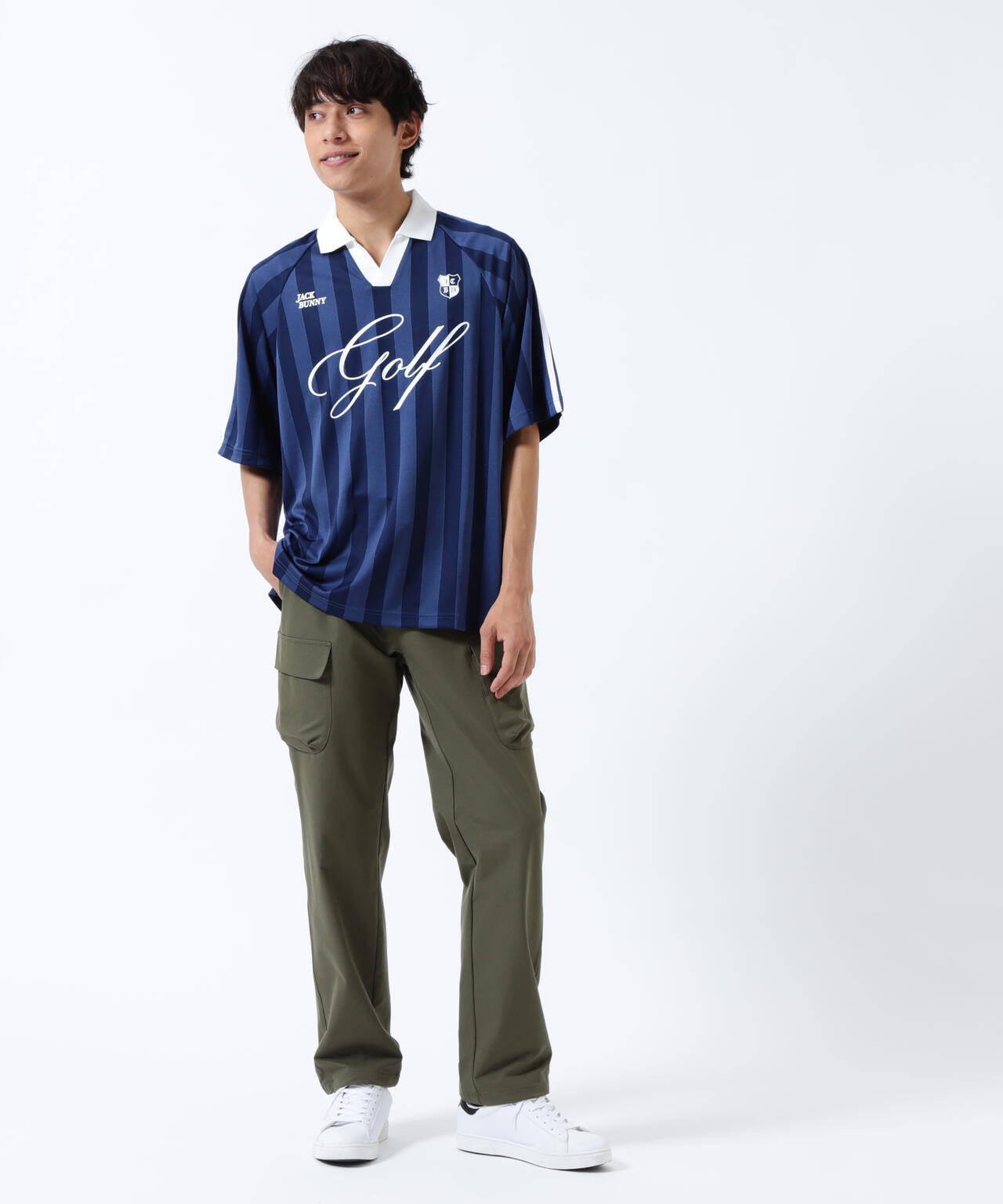 ストライプJQ半袖ポロシャツ