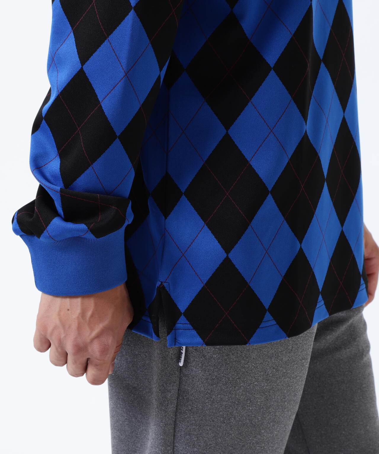 アーガイルジャガード長袖ポロシャツ