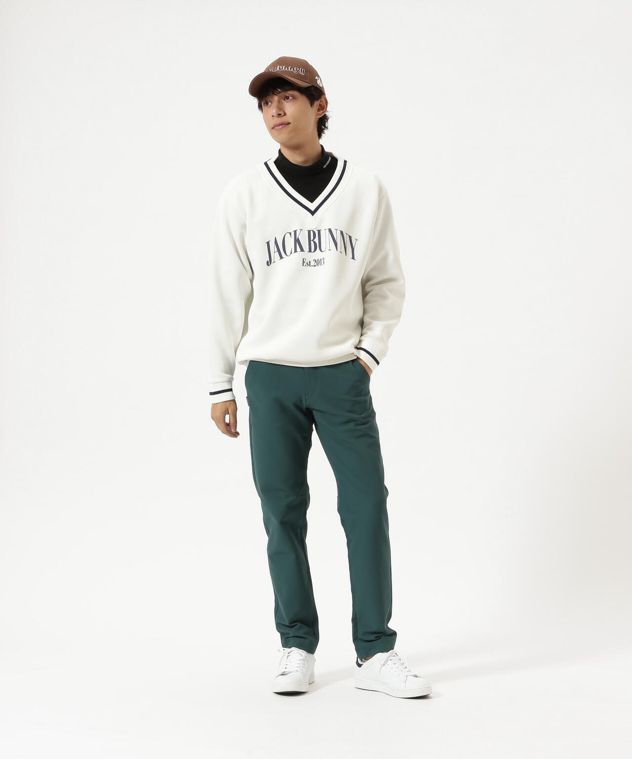 PEダンボール天竺 長袖Vネックスウェット