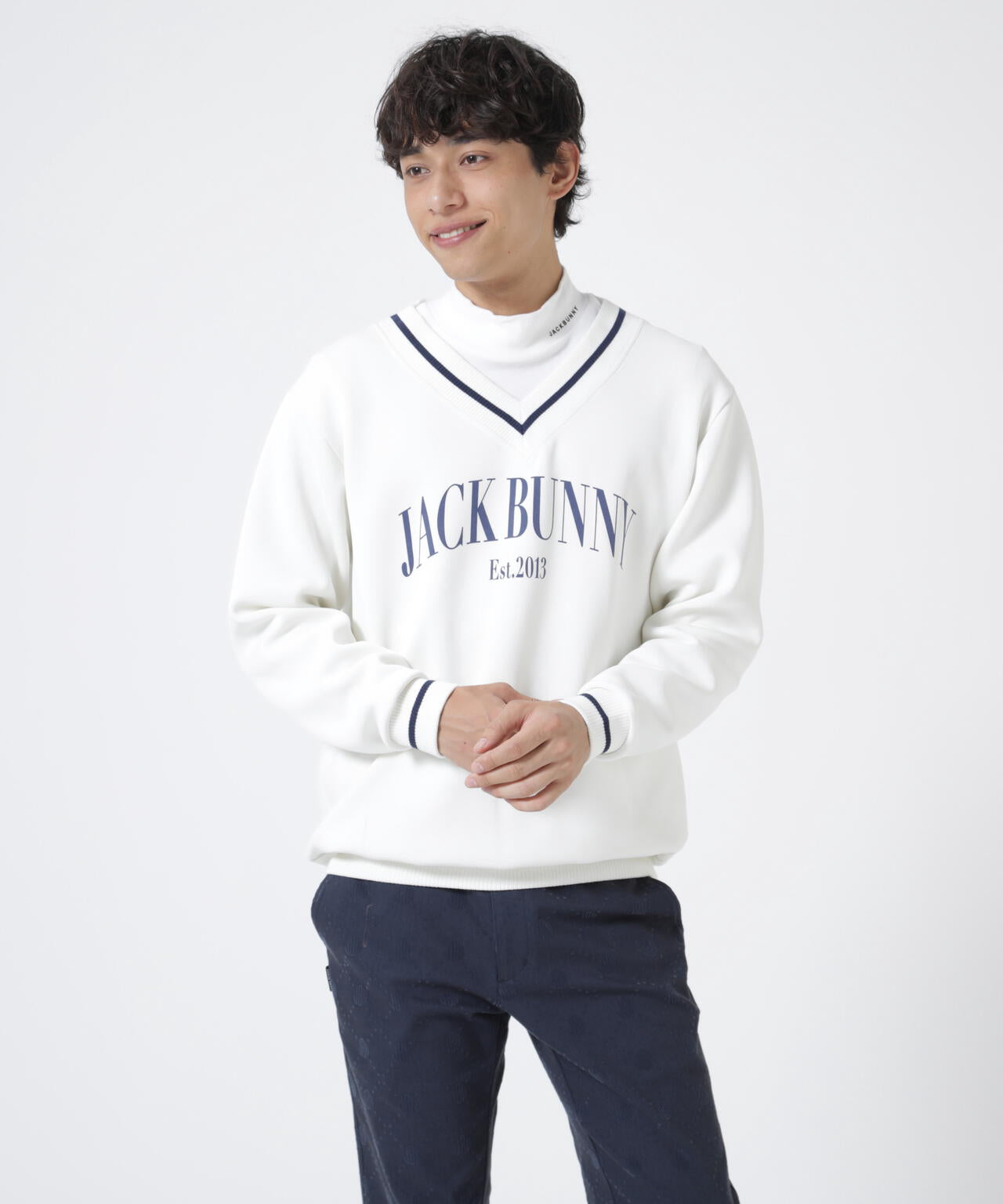 PEダンボール天竺 長袖Vネックスウェット