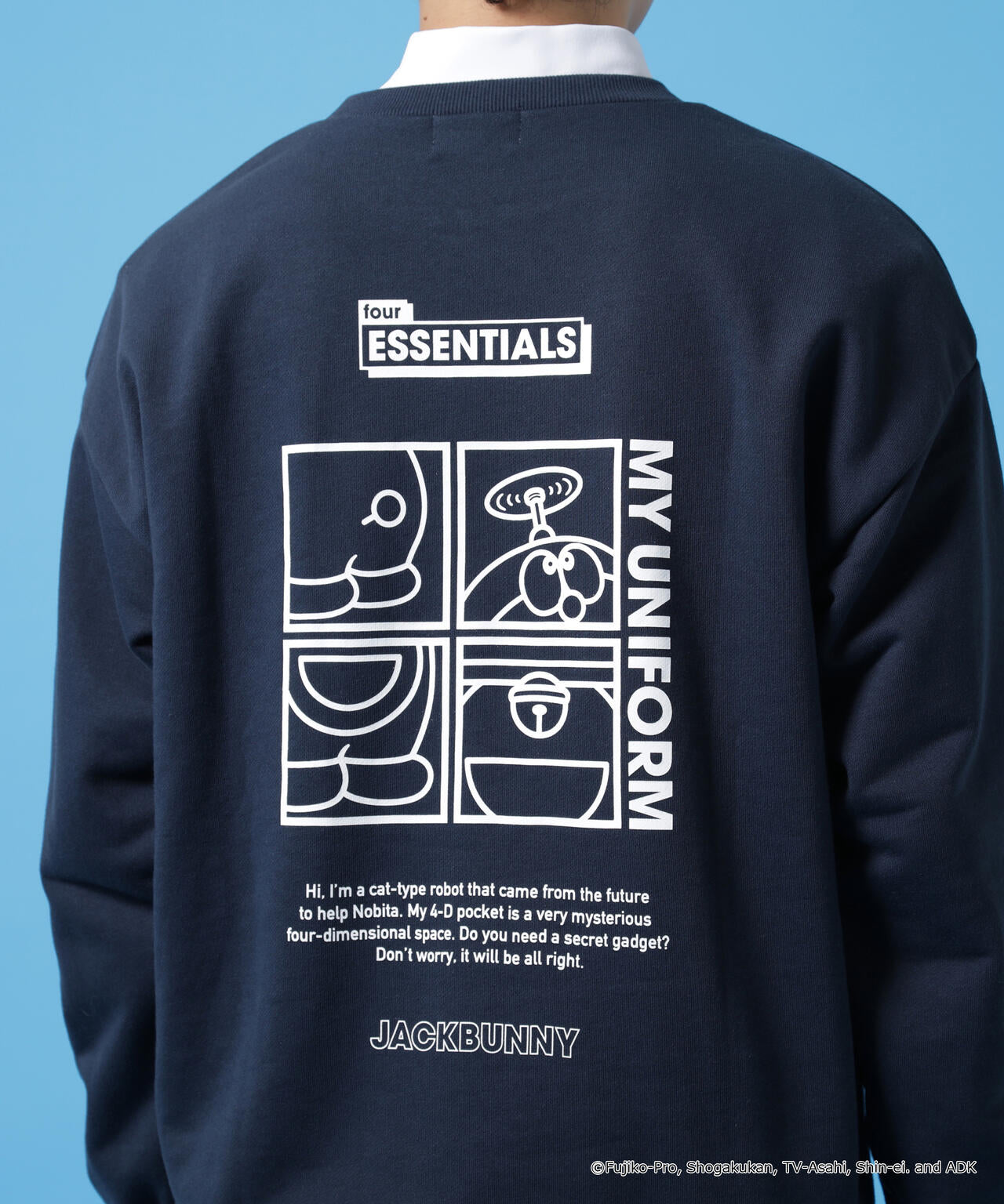 Jack Bunny!! ドラえもん トレーナー サイズ7 ブラック ドラえもん】【直営店舗&公式オンライン限定】クルーネックダンボール