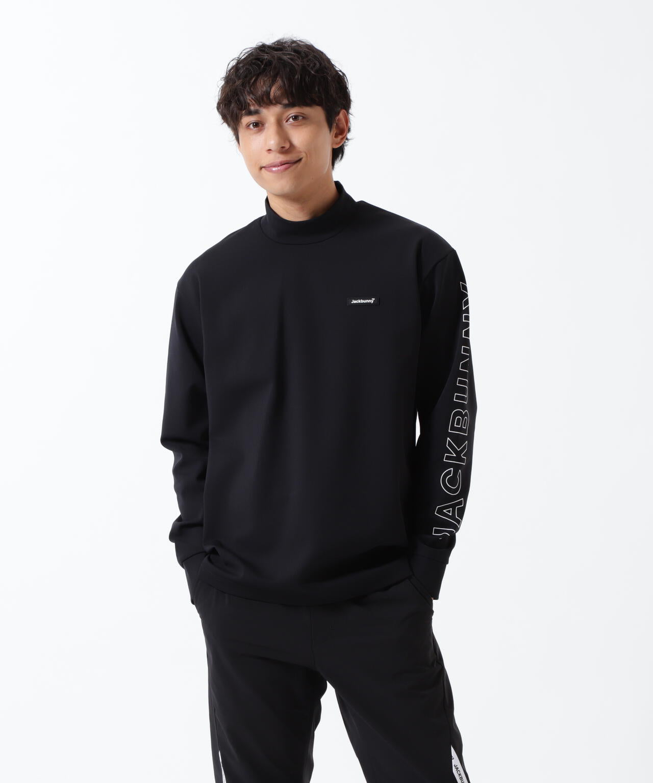 6 ジャックバニー ベアカノコ モックネック ハイネックカットソー ブラック ☆新品正規品 秋冬ジャックバニー メンズ モックネックカットソー 6(LL