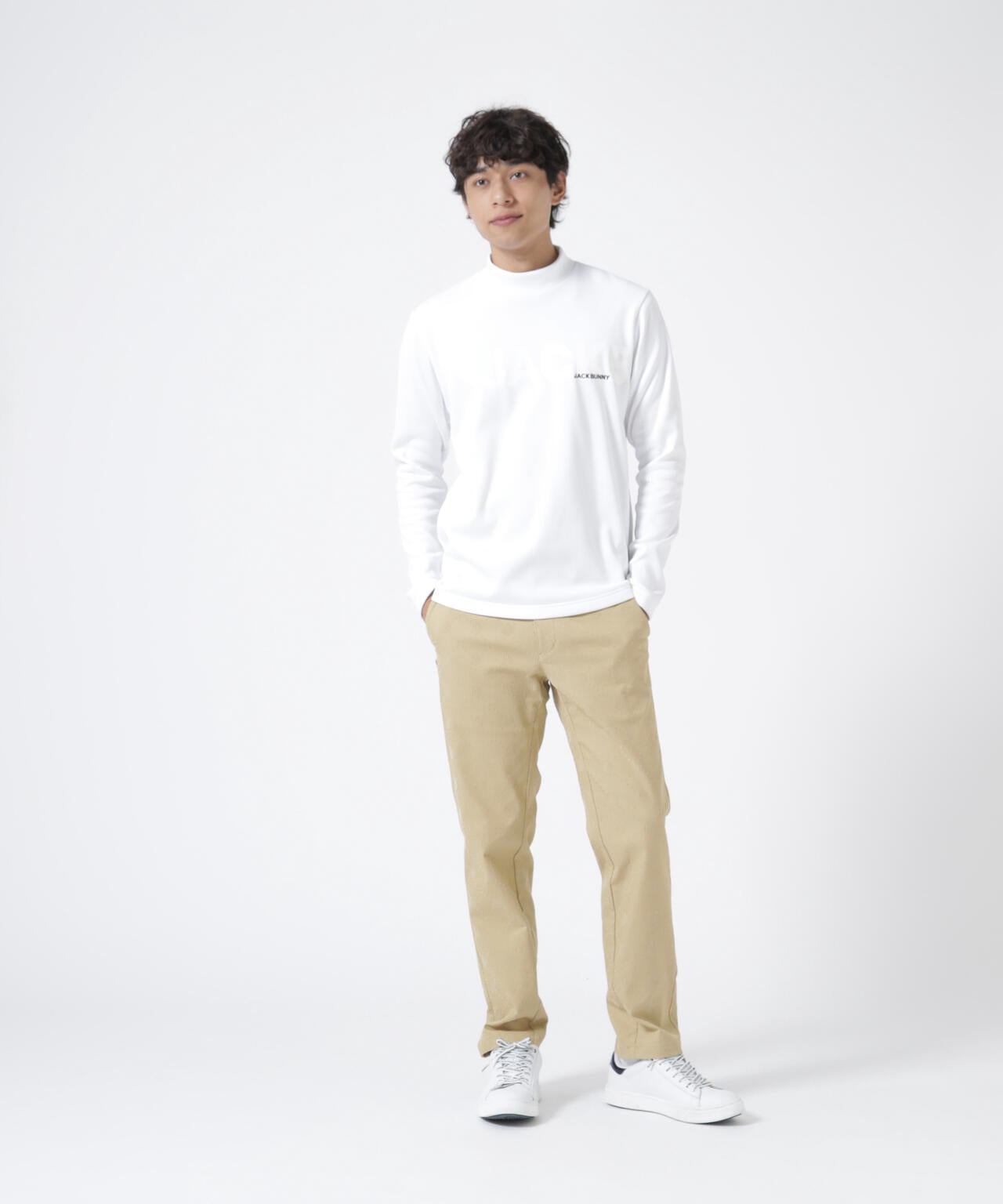 KARUISHI長袖モックネックカットソー