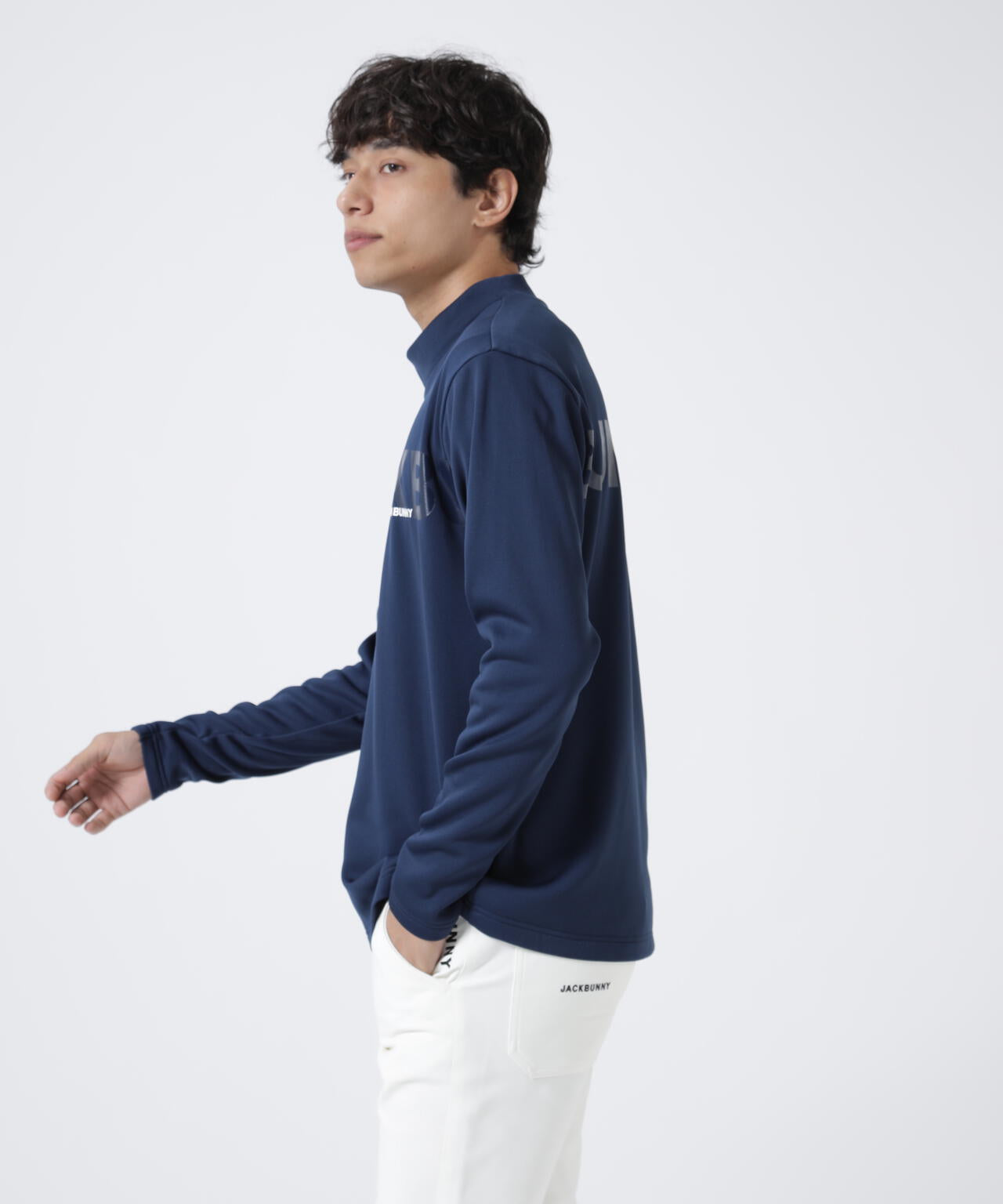 KARUISHI長袖モックネックカットソー