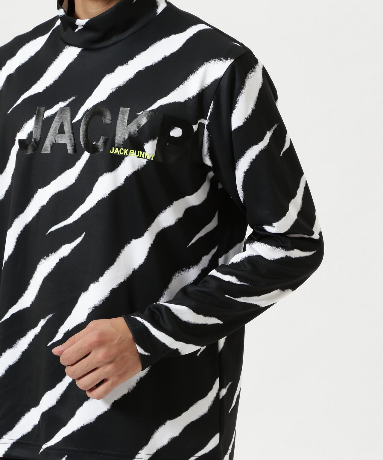 Jack Bunny!!モックネックシャツ ダブルフェイス鹿の子 モックネック半袖シャツ レディス(半袖