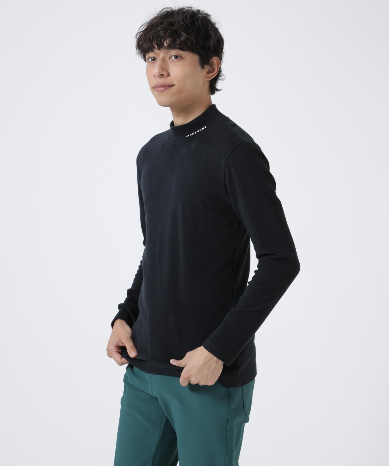 6 ジャックバニー ベアカノコ モックネック ハイネックカットソー ブラック 6 ジャックバニー ベアカノコ モックネック ハイネックカットソー