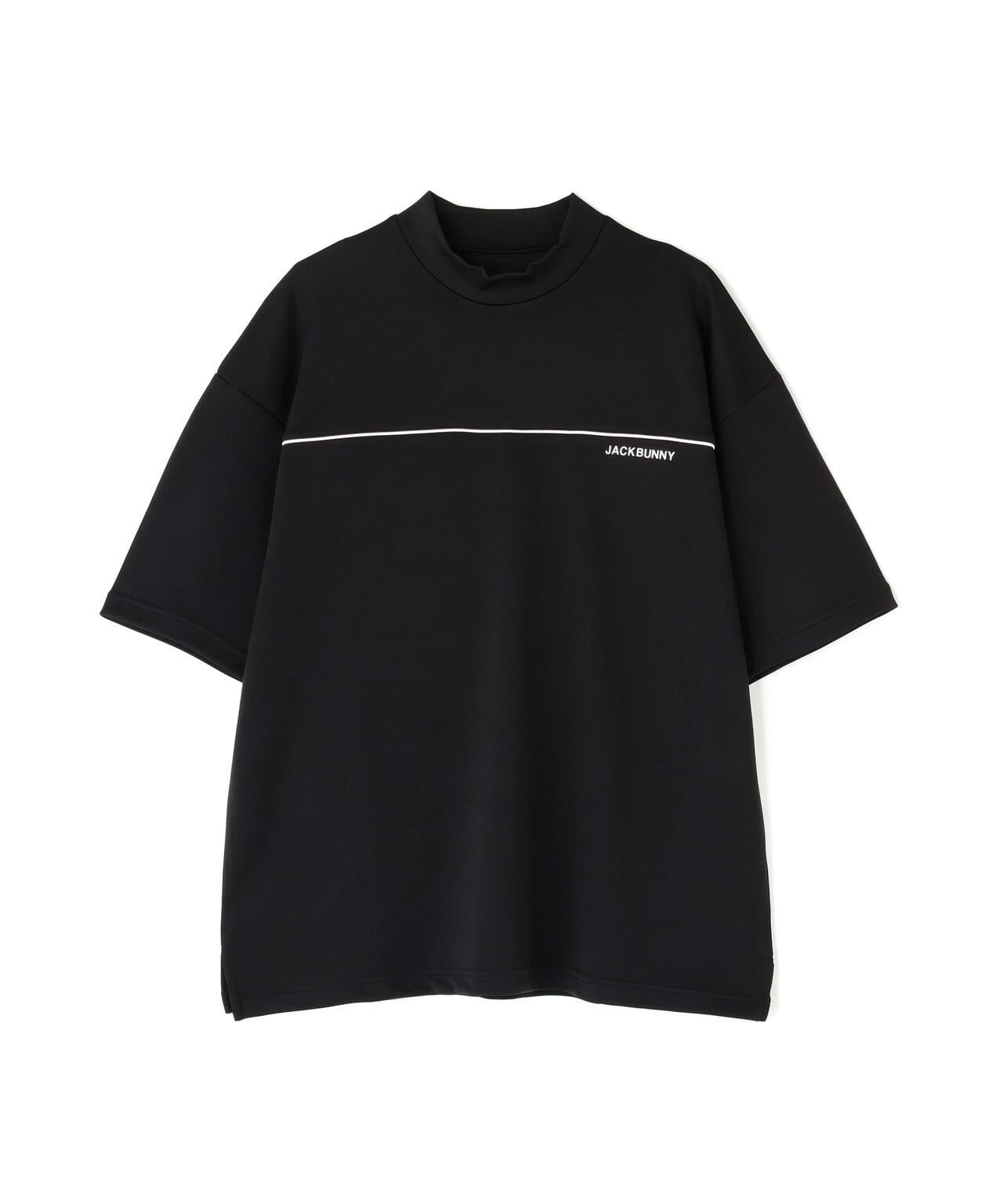 天竺ポンチ五分袖モックネック