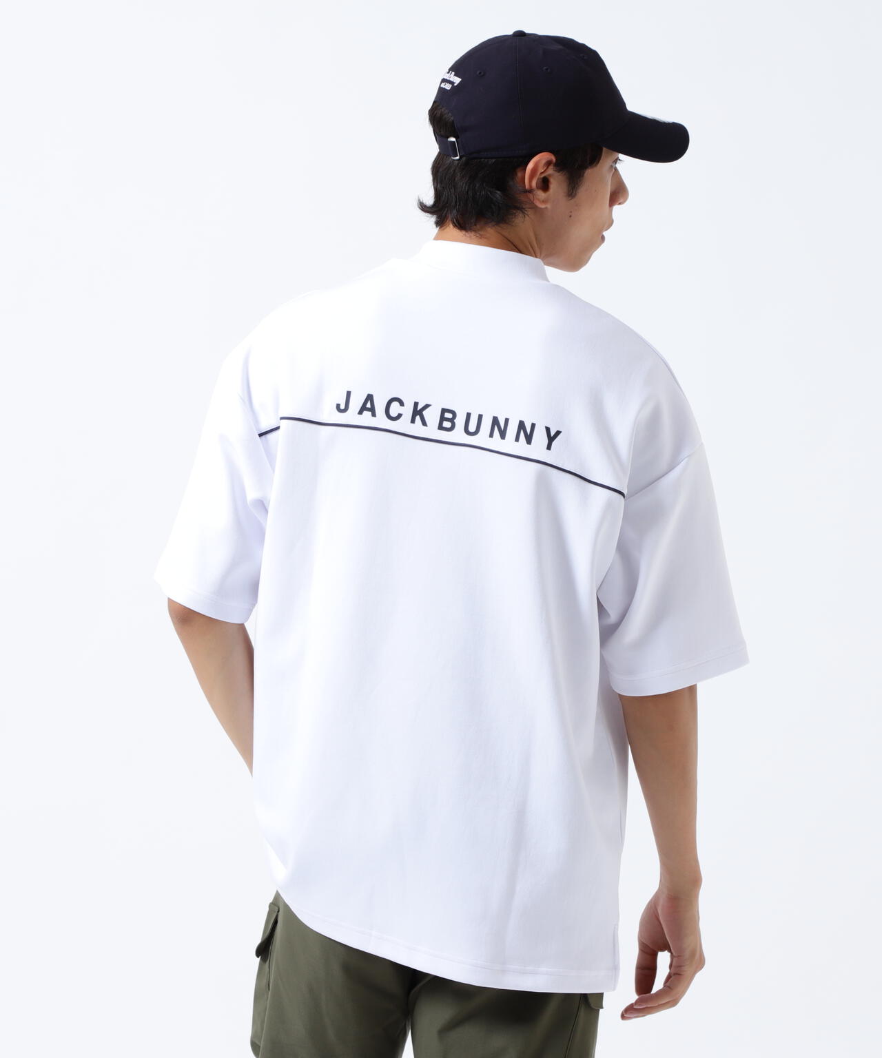 天竺ポンチ五分袖モックネック