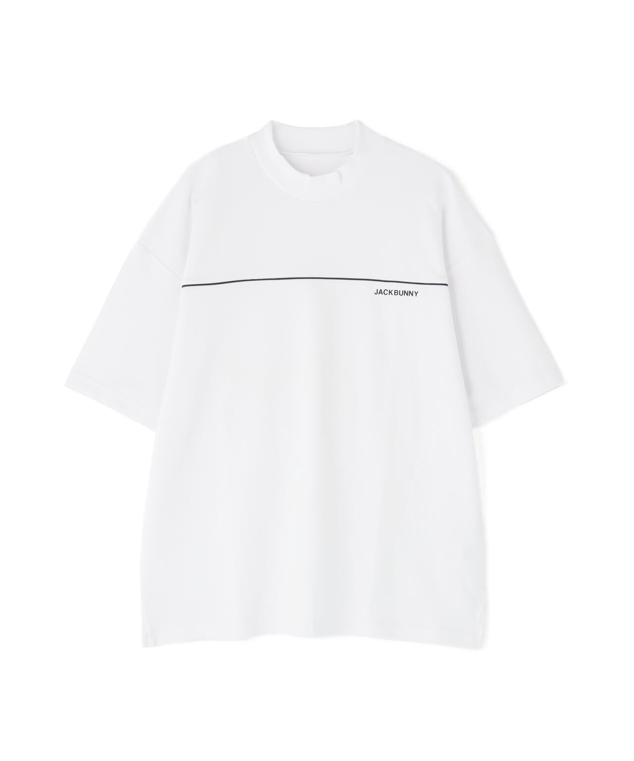 天竺ポンチ五分袖モックネック