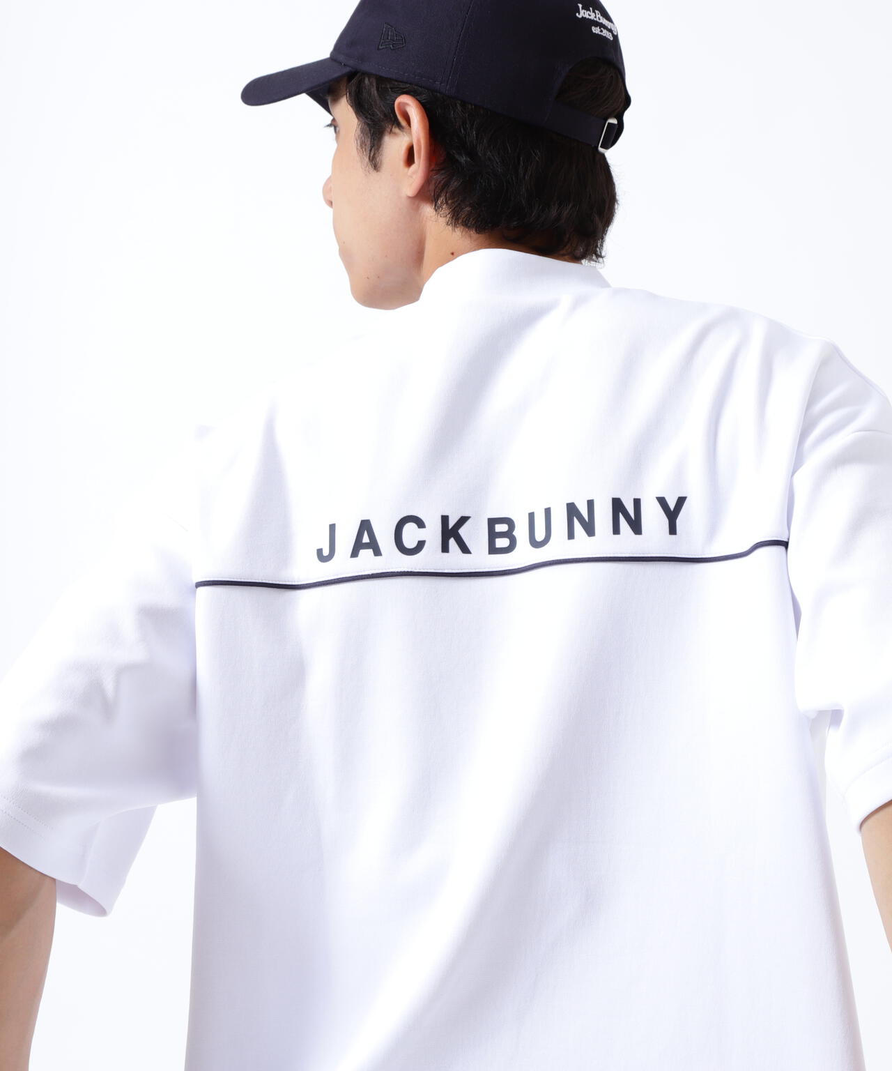 天竺ポンチ五分袖モックネック