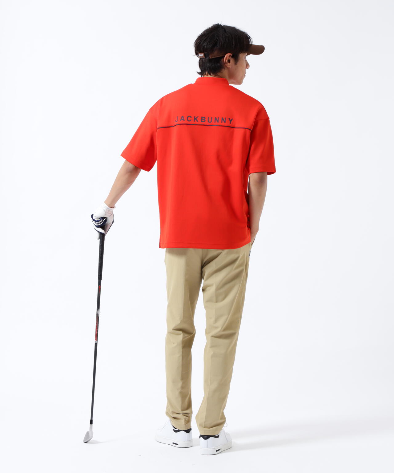 天竺ポンチ五分袖モックネック