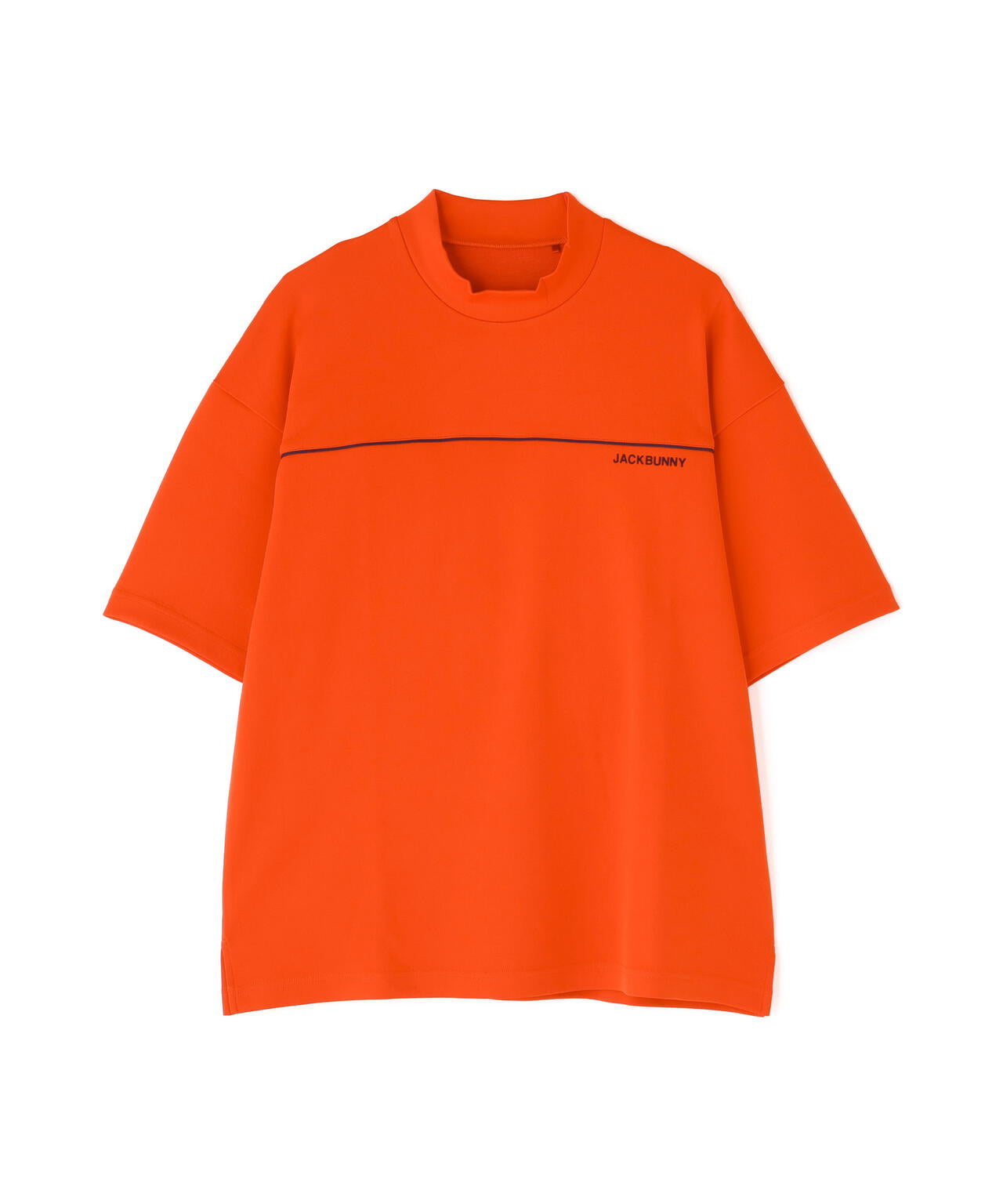 天竺ポンチ五分袖モックネック